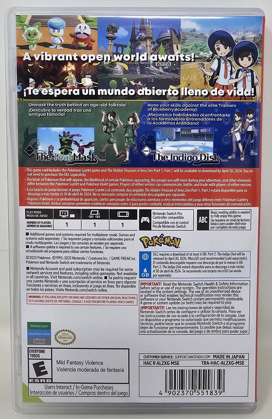 Pokemon Scarlet + The Hidden Treasure of Area Zero DLC Bundle – 1st version -N