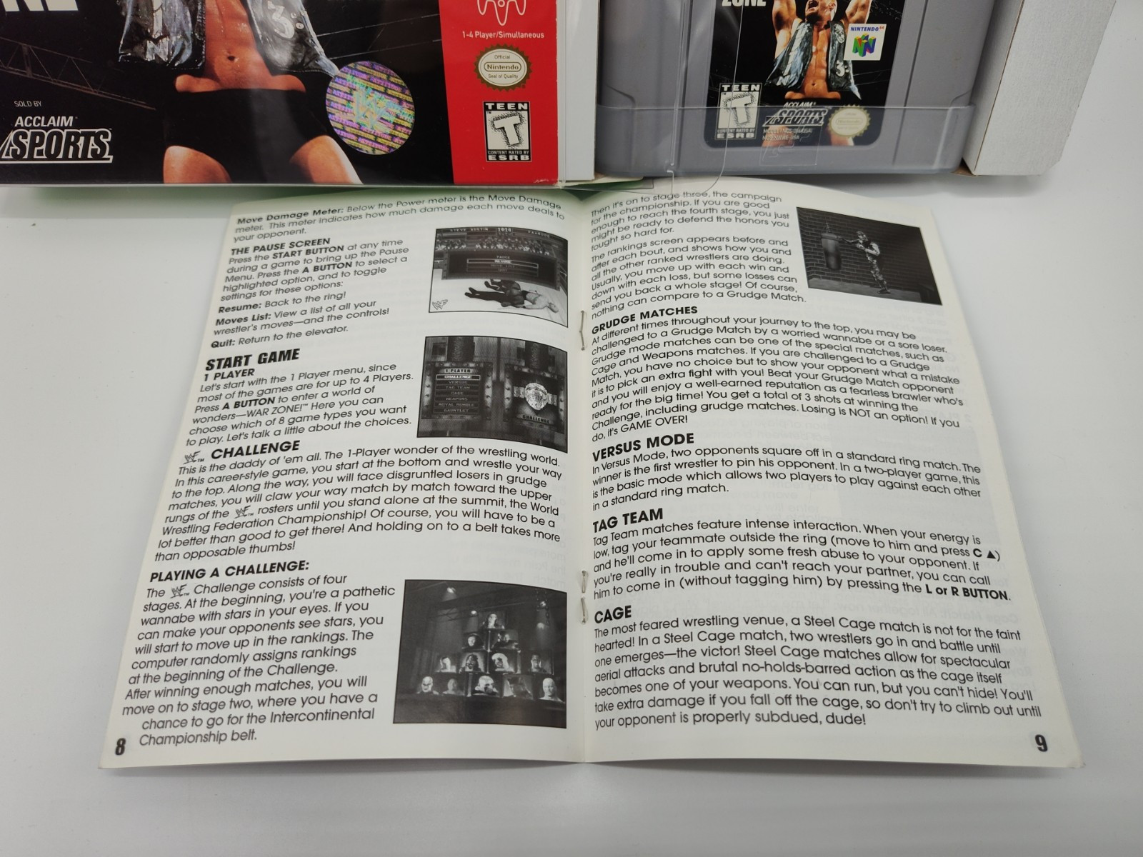 WWF War Zone (N64, 1998) *CIB + Case Protector + Strategy Guide* VINTAGE Tested!