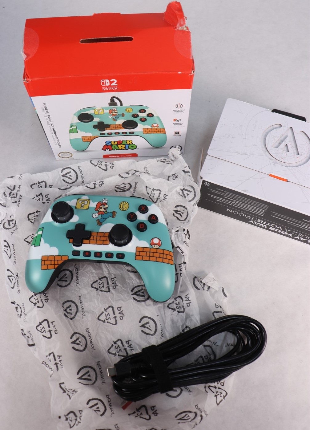 Nintendo Switch 2 Wired Controller Super Mario PowerA Open Box