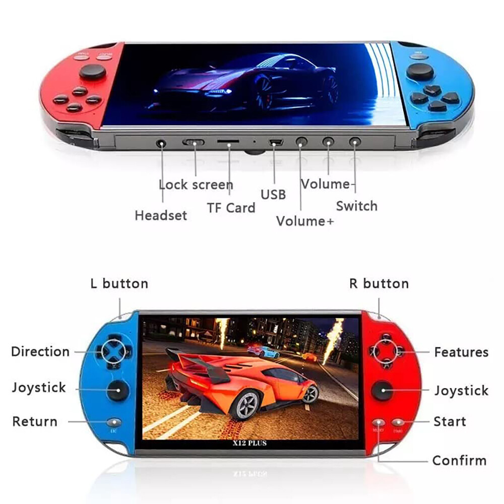 X12 Plus7″ Video Game Console 16GB Retro Handheld Portable 10000Built-in Game ZA