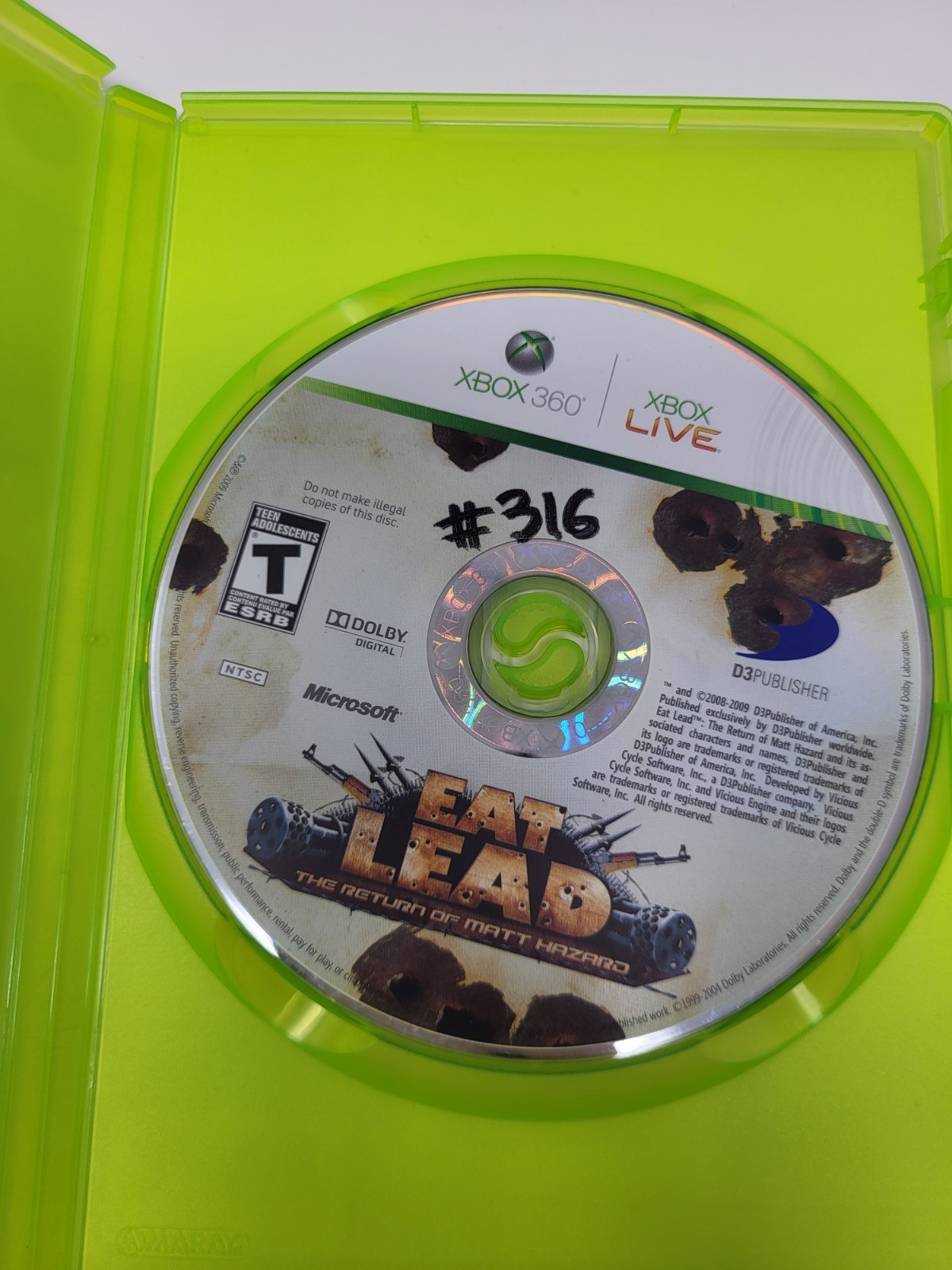 Eat Lead: The Return of Matt Hazard (Xbox 360) Rare – NO Manual – FREE SHIP!