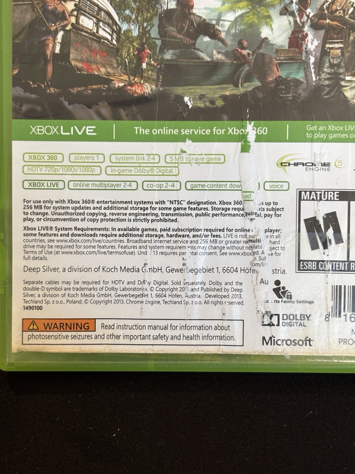 Dead Island Riptide Xbox 360 Game Zombie Survival Horror Shooter Microsoft RPG