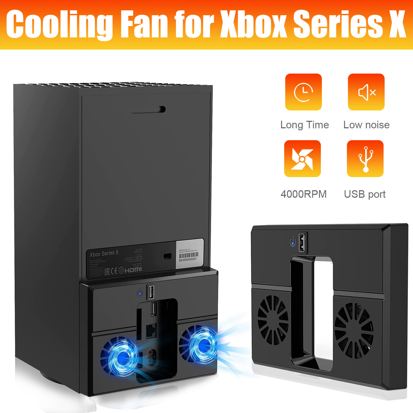 USB Cooling Fan Vertical Stand for Xbox Series X Game Console Cooler Accessories