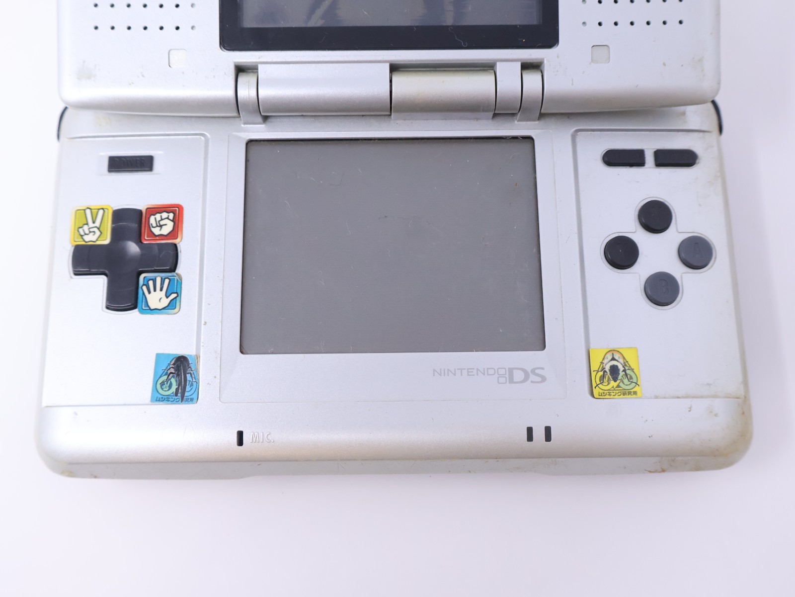Nintendo DS Titanium Silver For Parts Handheld Console Good Shell & Hinge