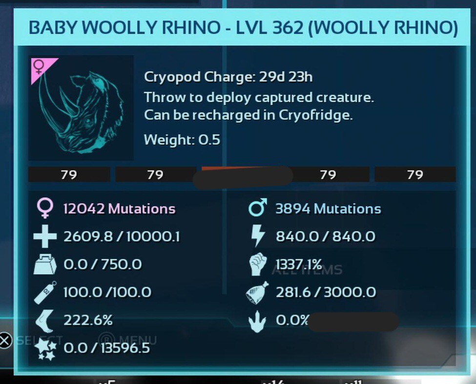 ARK ASCENDED PVE OFICIAL PAIR BABY RHINO BLACK ID79 TOP STATUS PC/XBOX/PS5