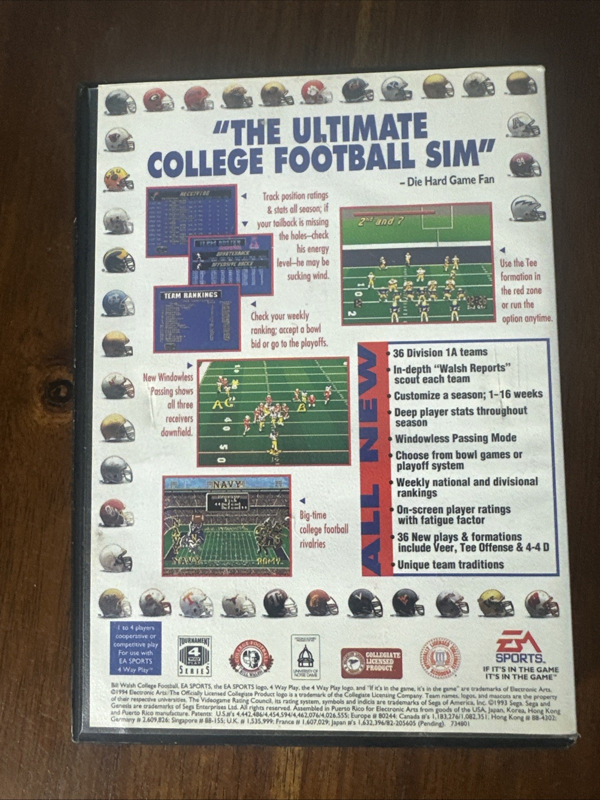 Bill Walsh College Football 95 (Sega Genesis 1994) Complete with Playbook Tested