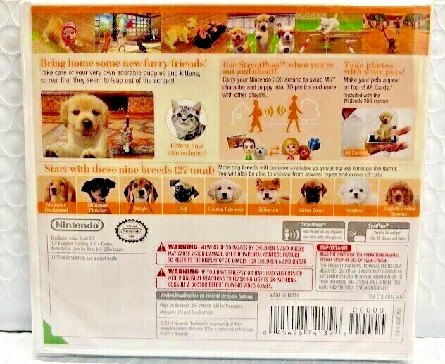 Nintendogs + Cats: Golden Retriever & New Friends 3DS Brand New Game (Pet Sim)