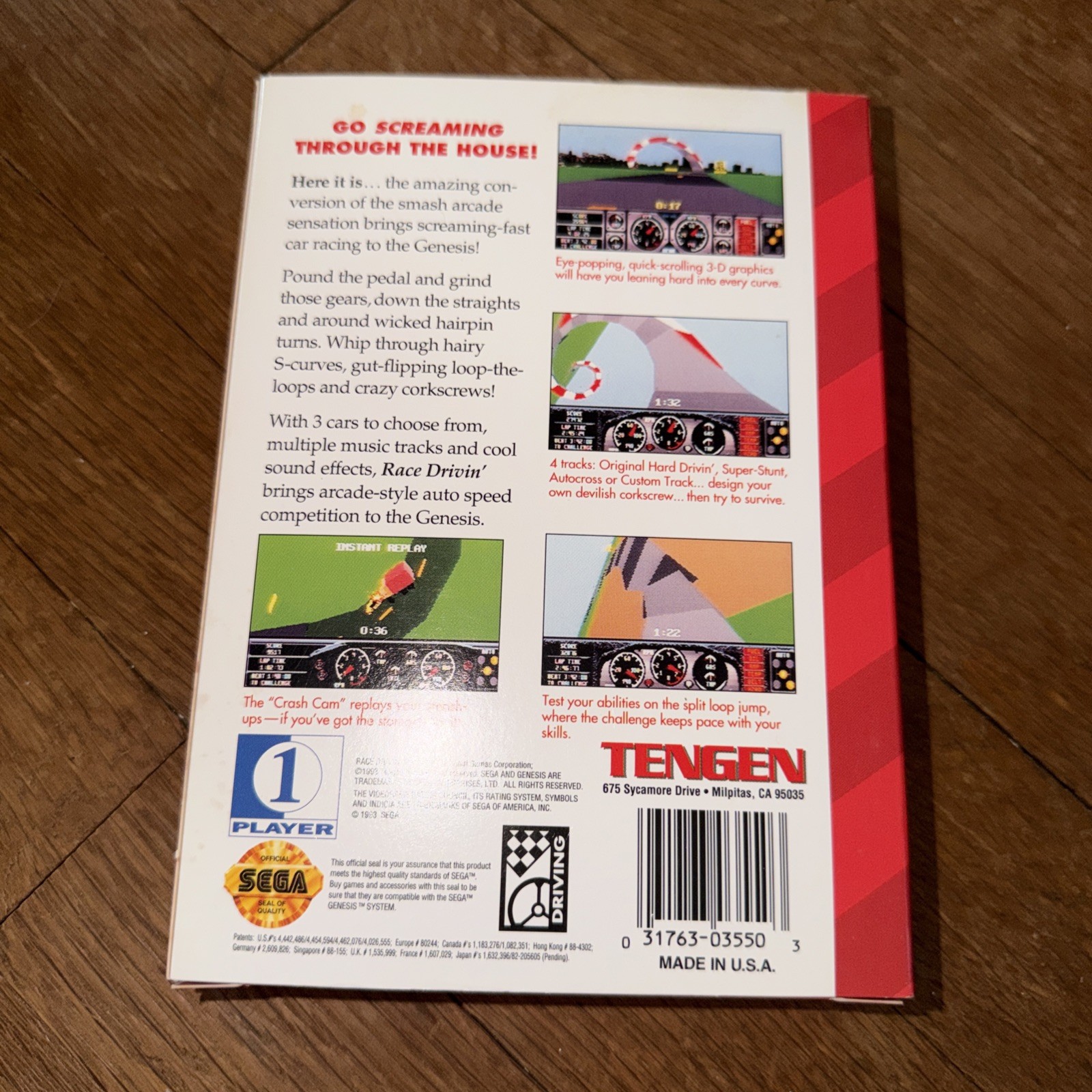 Race Drivin’ (Sega Genesis, Tengen, 1993) Manual, Car Racing, NTSC-U/C