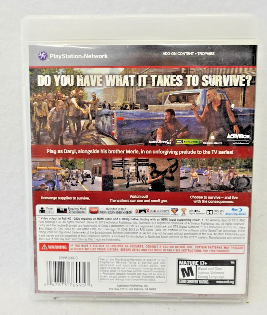 The Walking Dead Survival Instinct (Sony Playstation 3, PS3)