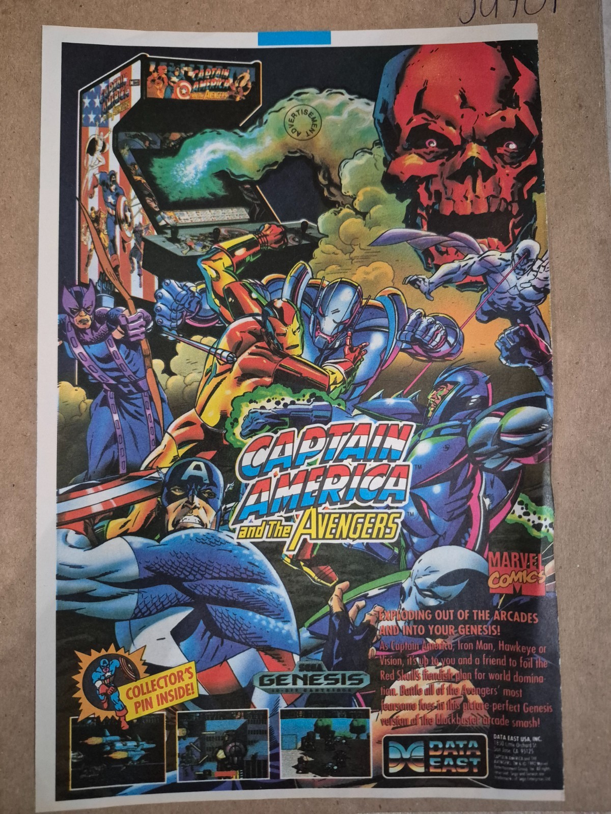 Captain America And The Avengers Sega Print Advertisement (JM701