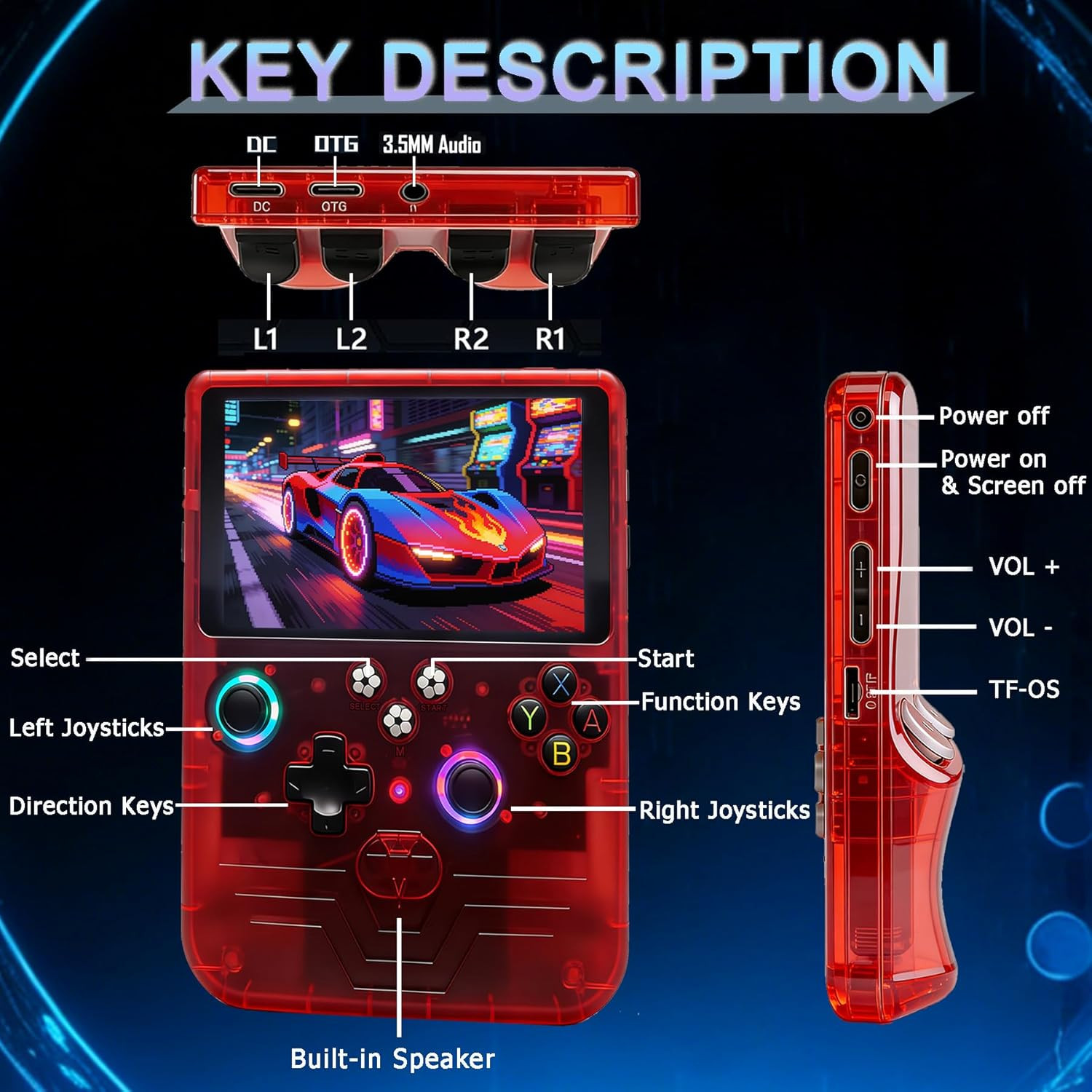 R60MAX Handheld Game Console, 5.5 Inch IPS Screen Retro Gaming Consoles, 40000 i