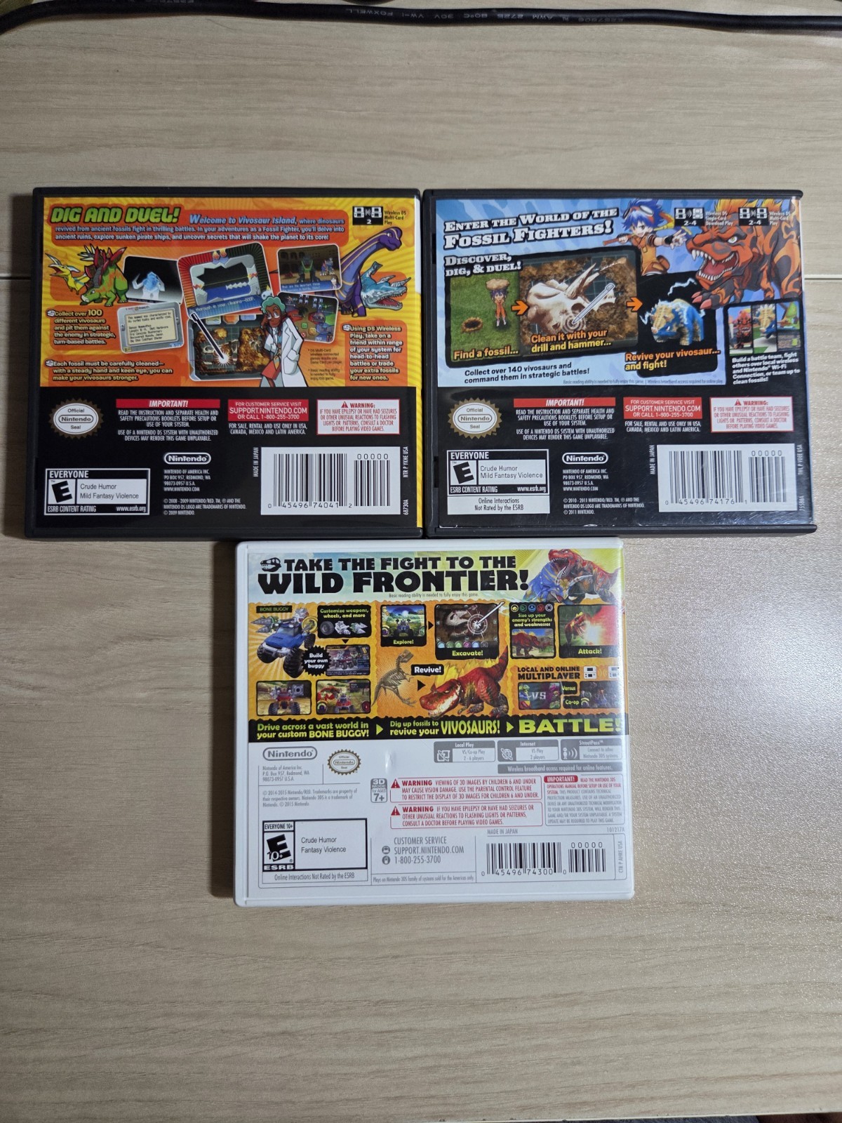 Nintendo DS 3DS Fossil Fighters Lot – Fossil Fighters, Champions & Frontier CIB
