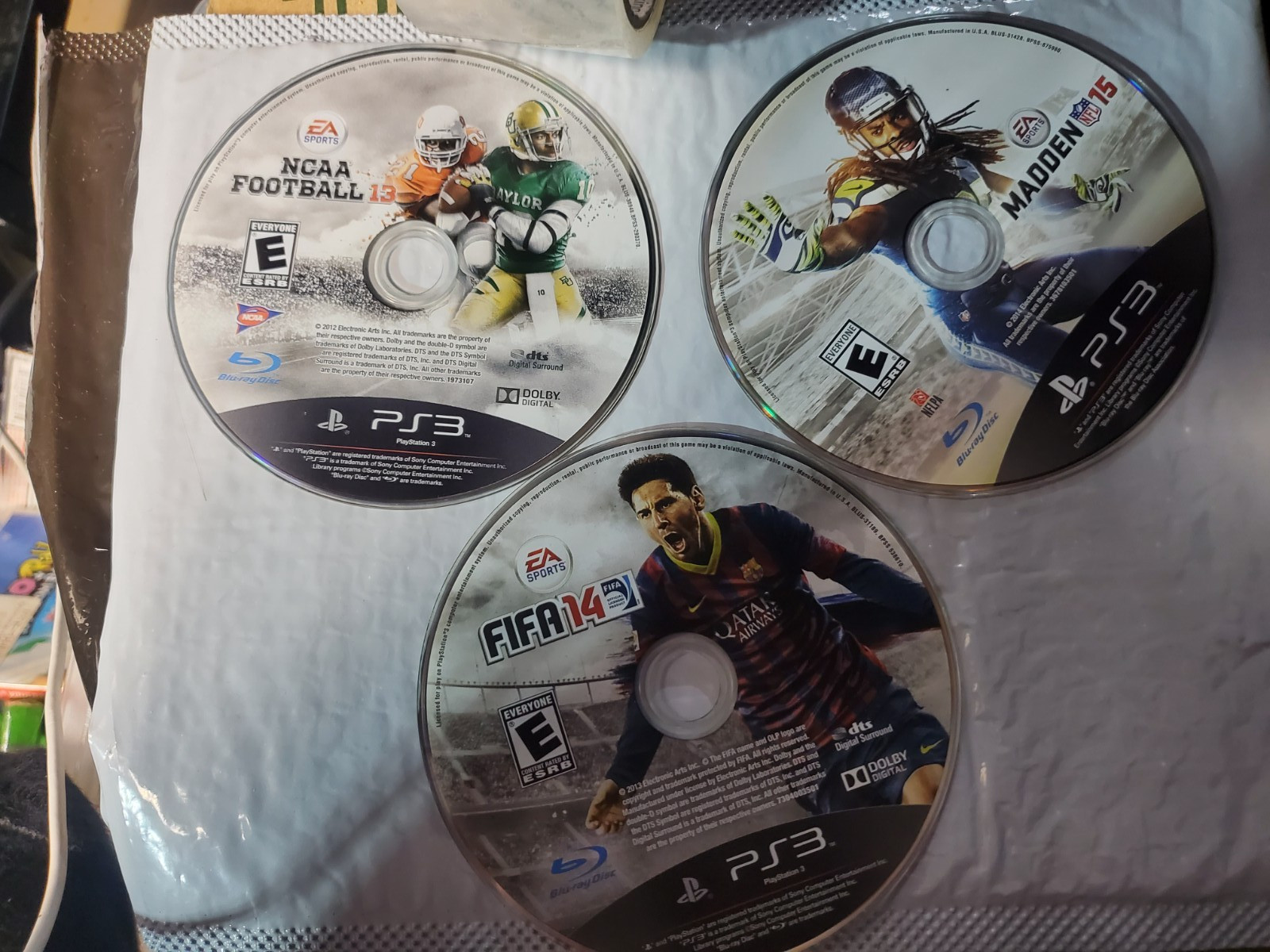 LOT OF 3 PS3: NCAA Football 13 + MADDEN 15 + FIFA 14 (PlayStation 3) GAME ONLY