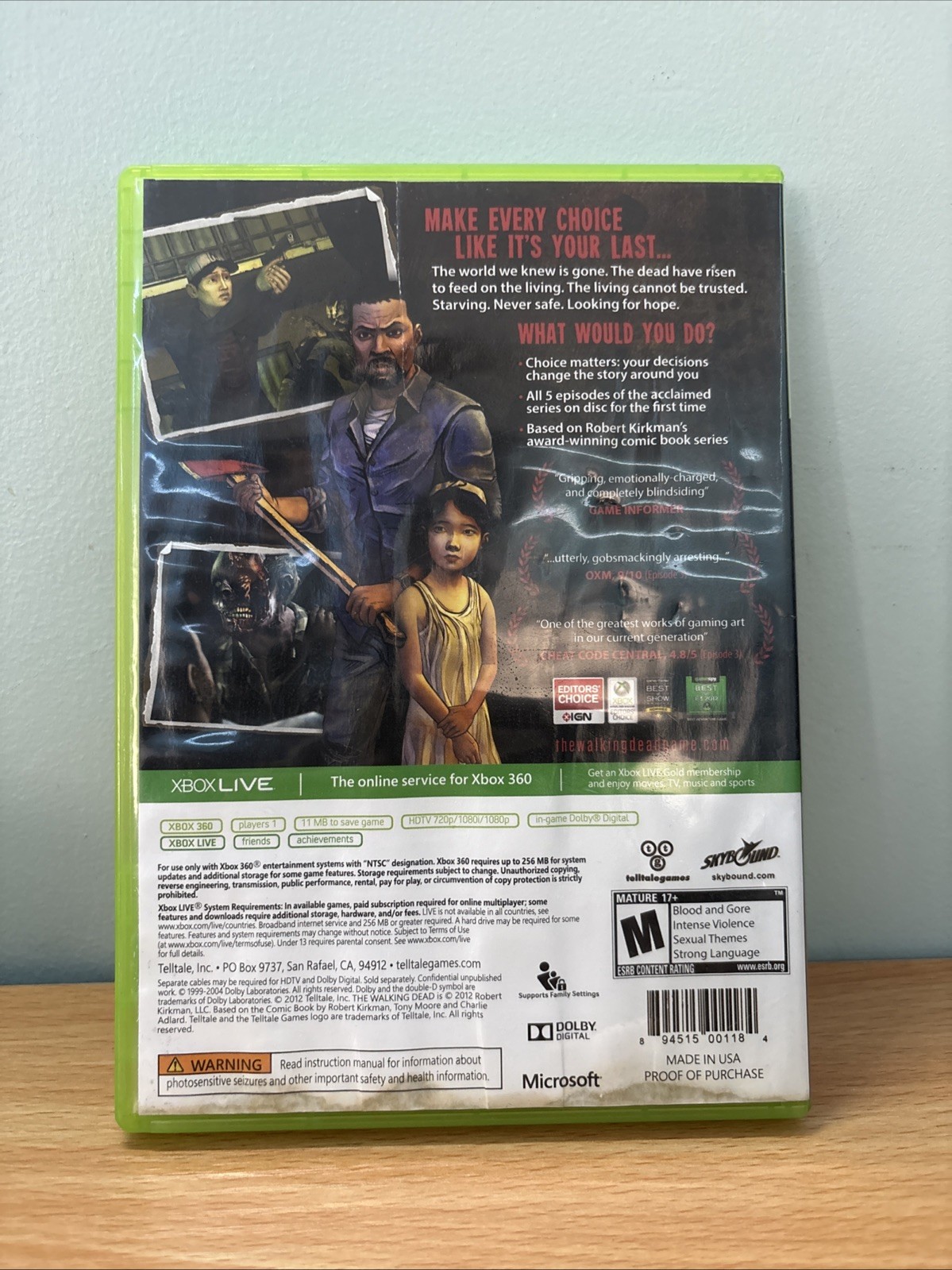 The Walking Dead A Telltale Game Series Xbox 360 Episodic Adventure Game