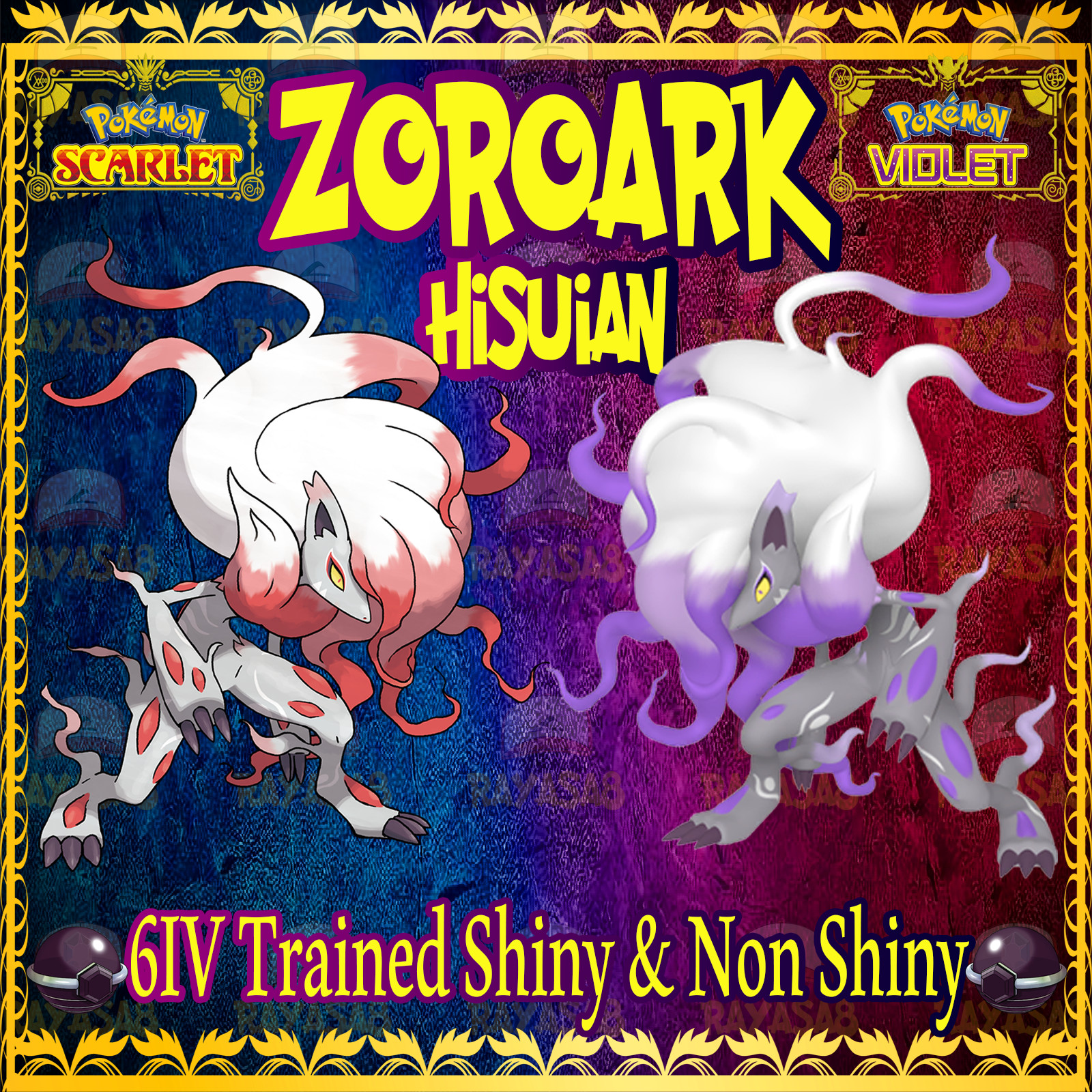 Pokemon Hisuian Zoroark 6IV Trained 🌟Shiny🌟 Non Shiny Scarlet and Violet Home