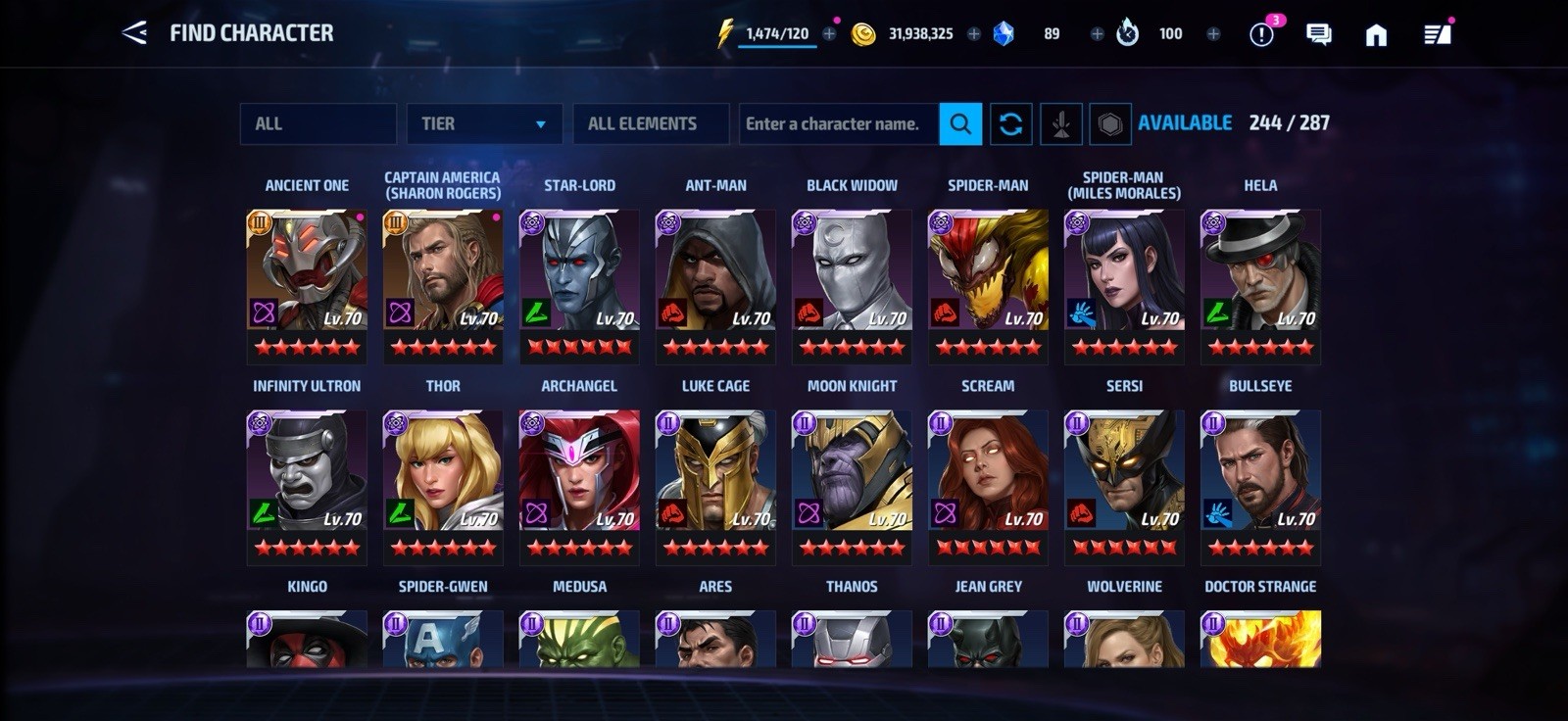 Stacked MARVEL Future Fight Account