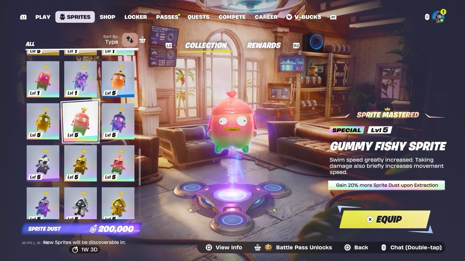 Fortnite Sprites All LVL 5 Normal, Gold, Gummy, Galaxy Sprites ALL MASTERED