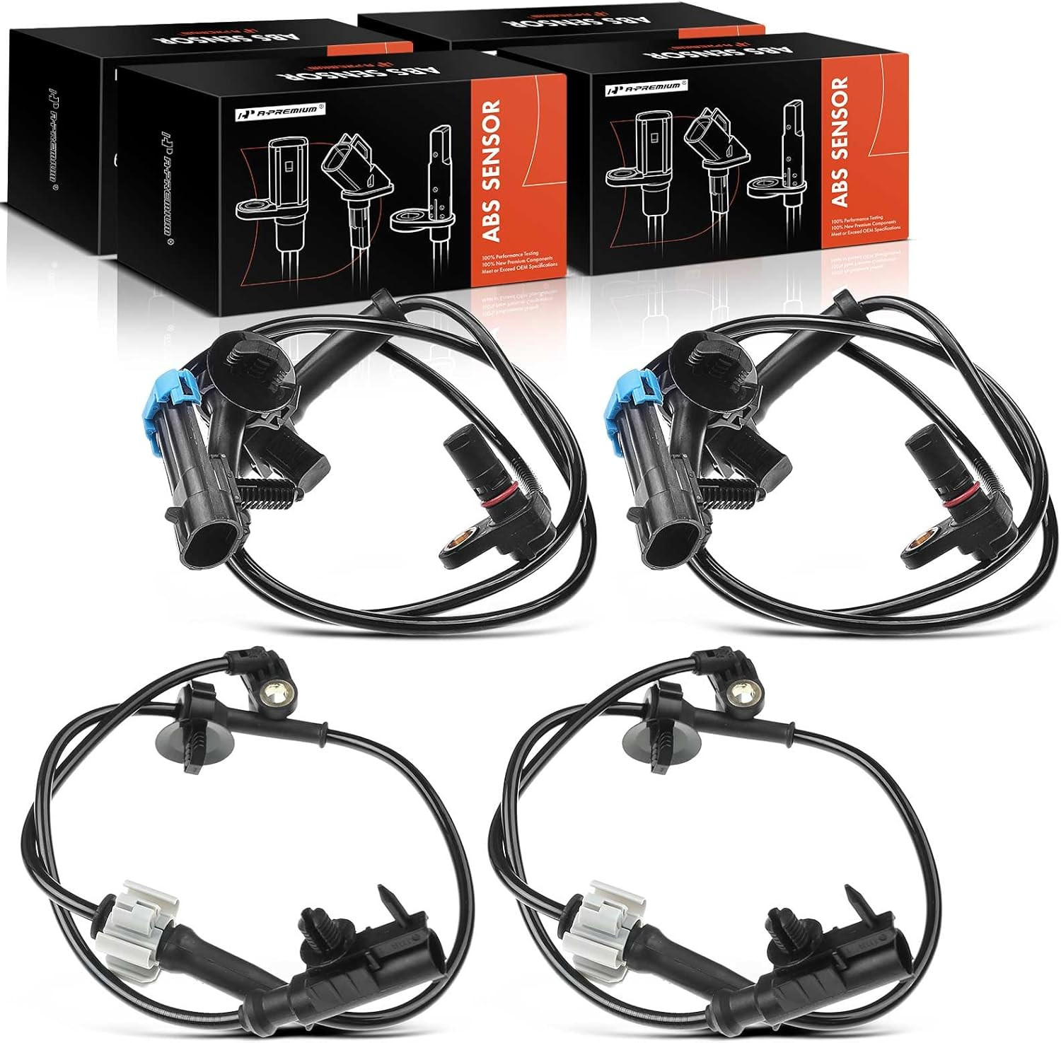 4PC Set Front & Rear ABS Wheel Speed Sensor Fits for Chevrolet, GMC & Cadillac M