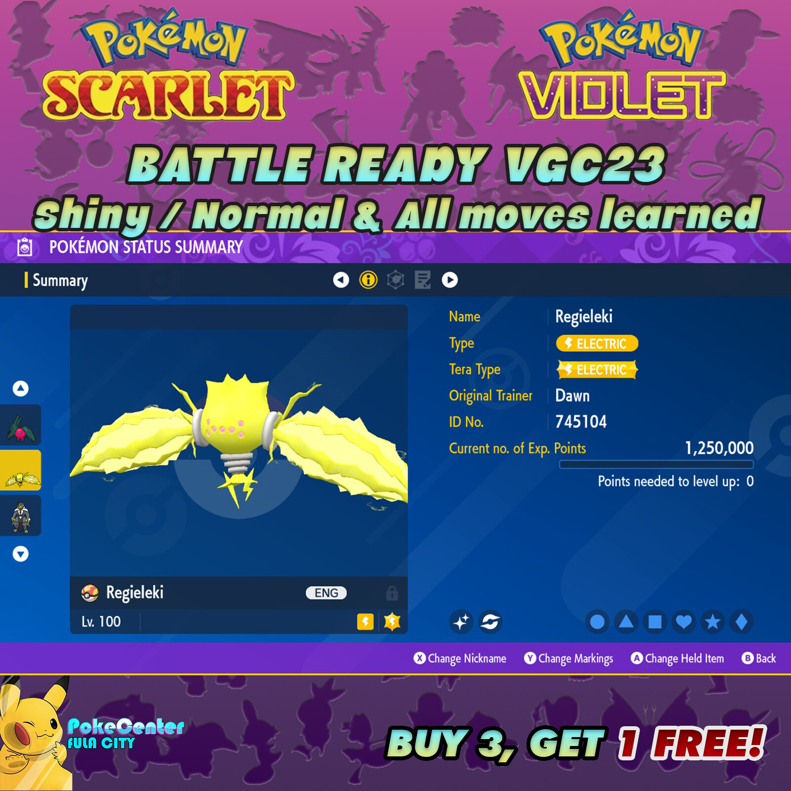 REGIELEKI ⚡ POKEMON SCARLET VIOLET ⚡ SHINY/NORMAL ⚡ 6IV BATTLE READY VGC 23 ⚡