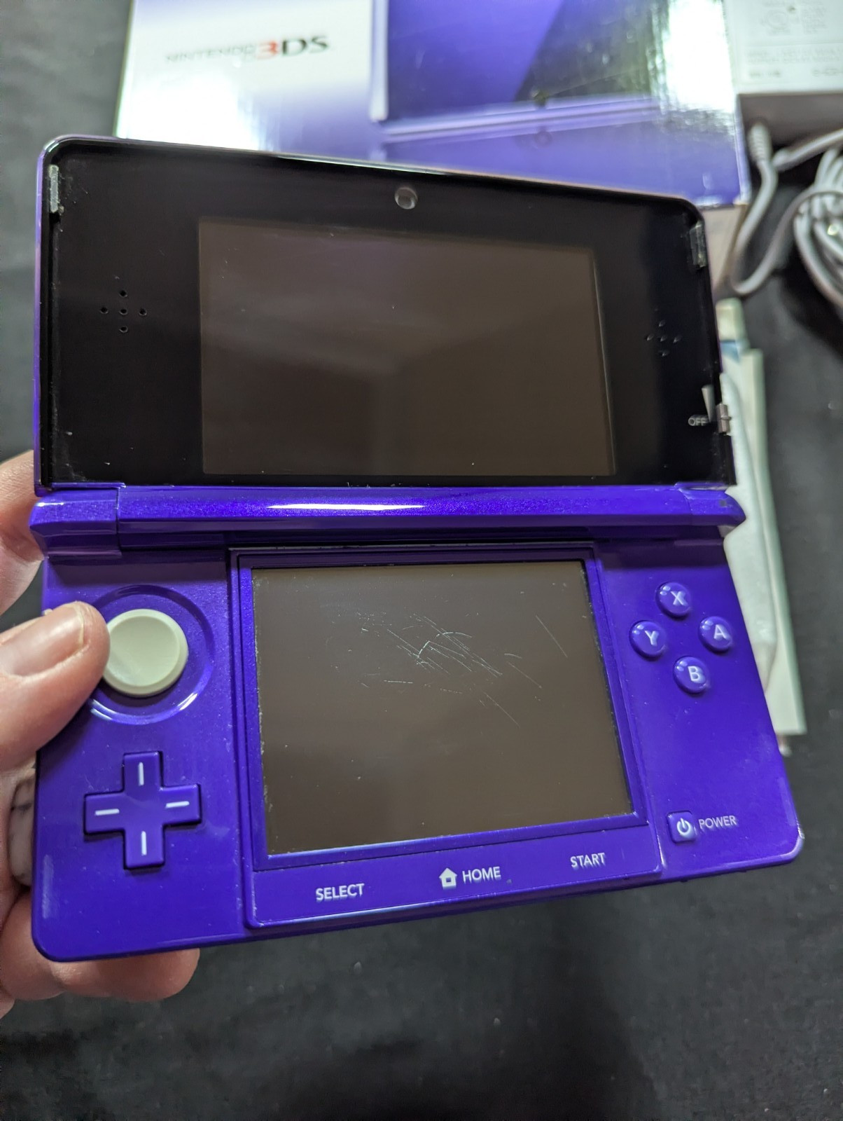 Nintendo 3DS Midnight Purple Handheld Console CIB Matching Serials US