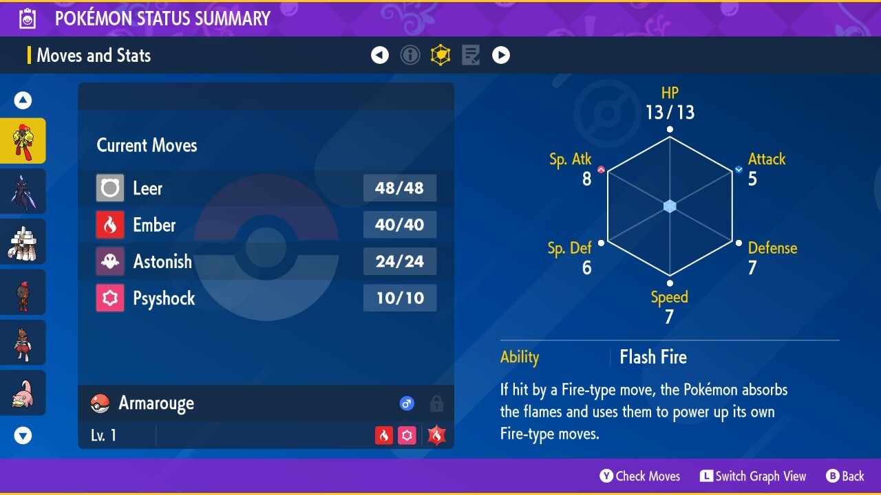 Shiny Armarouge 6IV Lv. 1 Modest Nature Pokemon Scarlet Violet with Master Ball