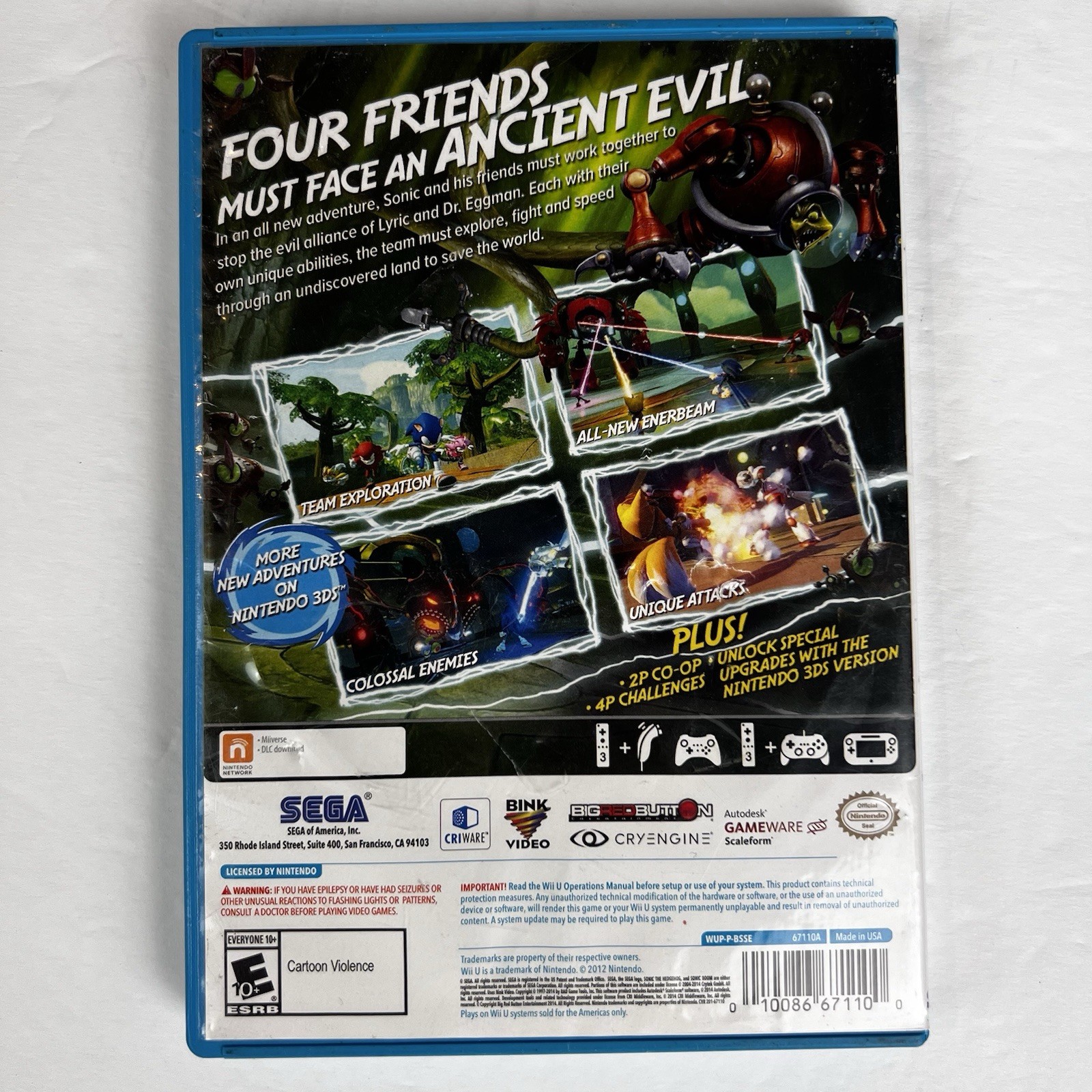 Sonic Boom: Rise of Lyric (Nintendo Wii U, 2014) Complete W/ Manual CIB – Tested
