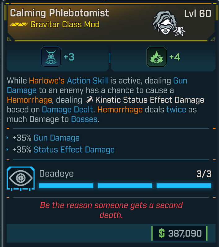 Borderlands 4 ⭐PHLEBOTOMIST CLASS MOD⭐HARLOWE⭐3 SUSTAIN REACTION⭐GUN DAMAGE