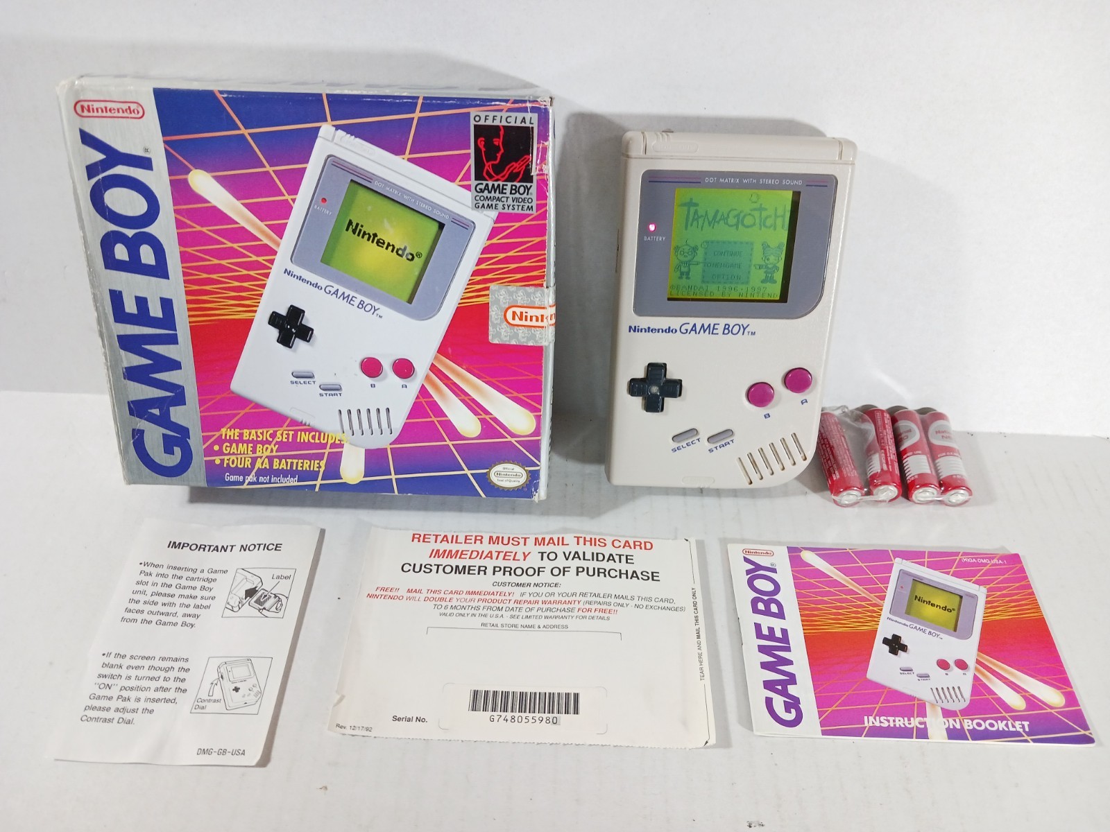 Nintendo DMG Gameboy Original Tested Complete With Box Matching Serial Number