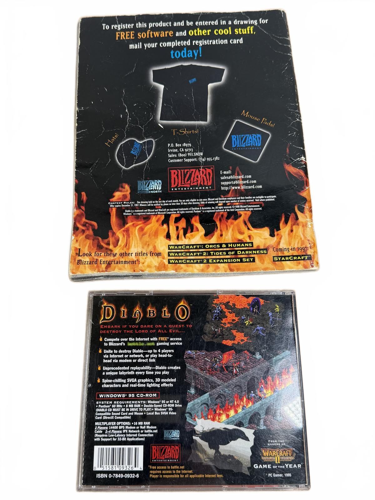 1996 Diablo PC CD-ROM Game Big Box Manual Blizzard Entertainment Complete