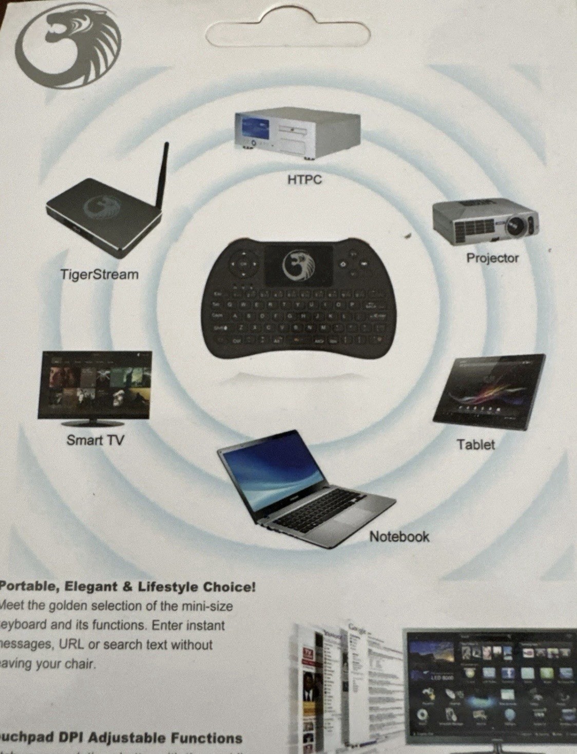 Tiger Stream Backlit Mini Wireless Keyboard/ Mouse Combo Remote Control Smart TV
