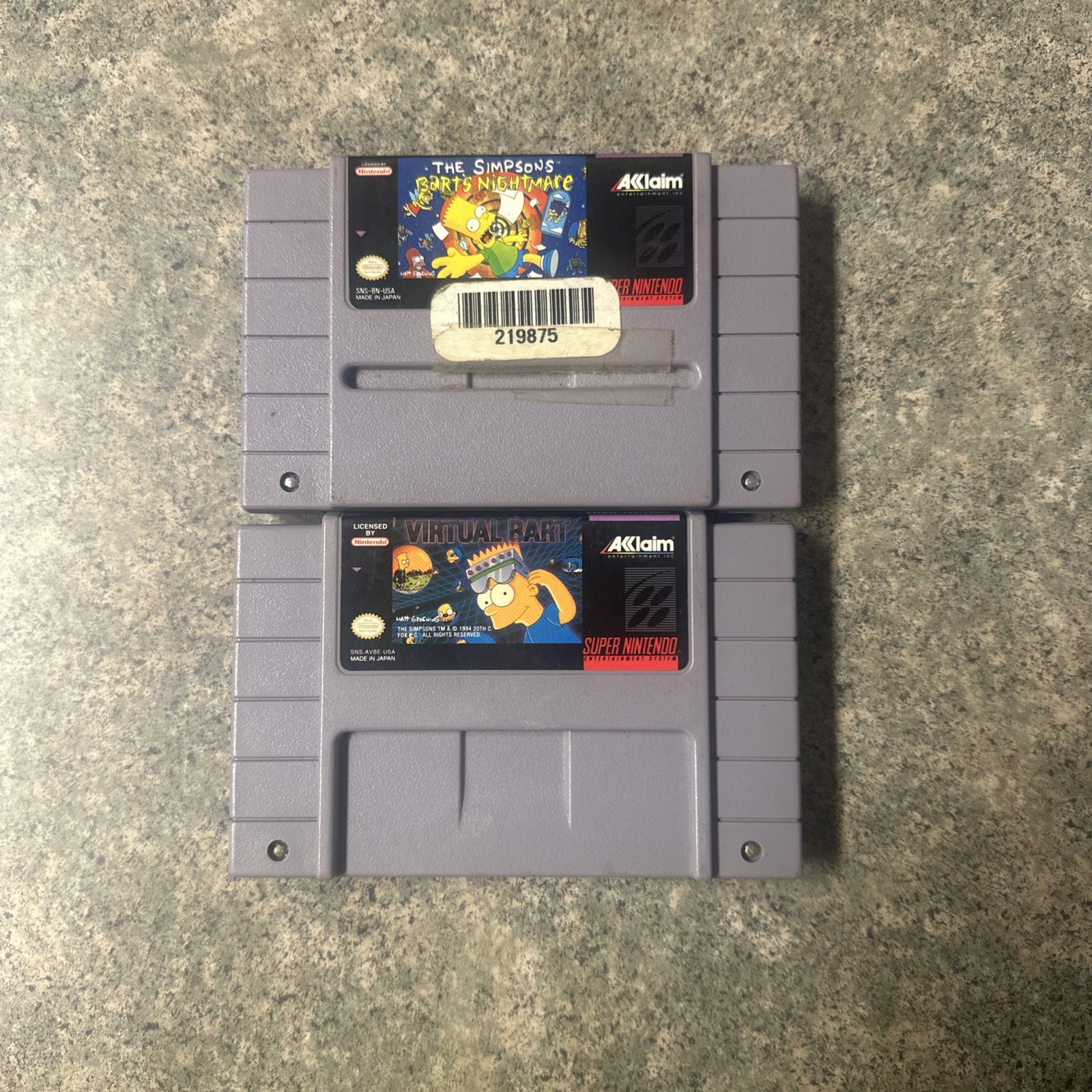Virtual Bart & The Simpsons Barts Nightmare (SNES Super Nintendo, 1994)