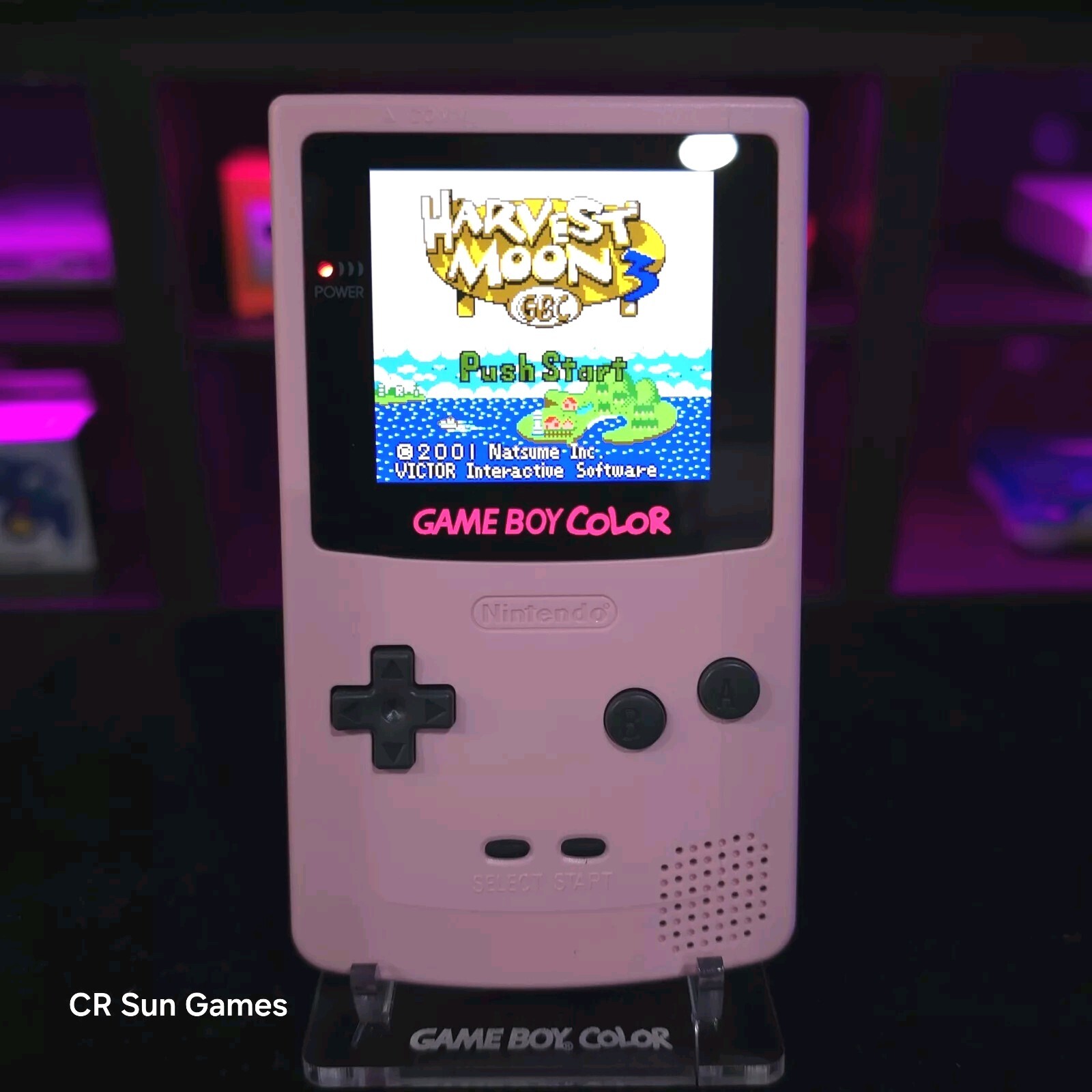 Pink Gameboy Color Console OLED Touch Screen GBC Game Boy