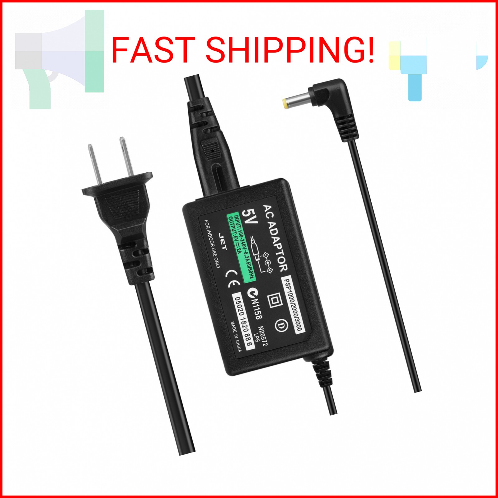 TNP PSP Charger – 5V 2A AC Adapter Power Supply for Sony PlayStation Portable PS