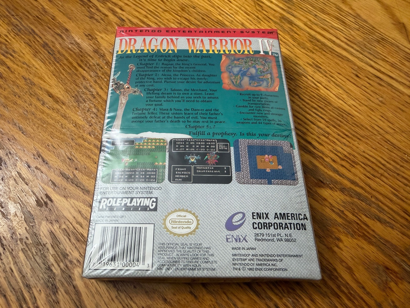 oval seal rpg Dragon Warrior IV complete in box nintendo 4 nes maps factory MINT