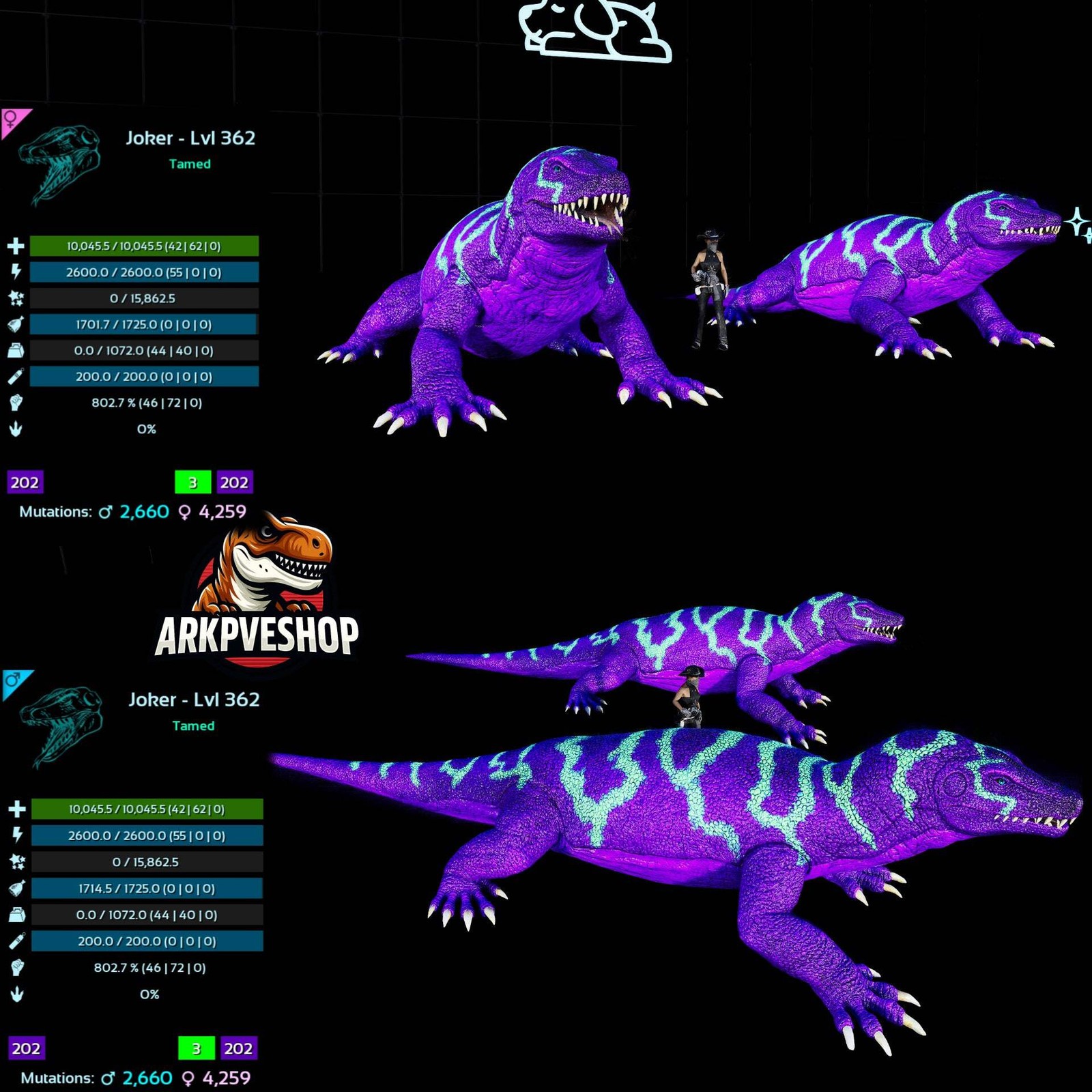 ASA PVE 🦖ARK Survival Ascended Megalania 362Lvl toxin utility