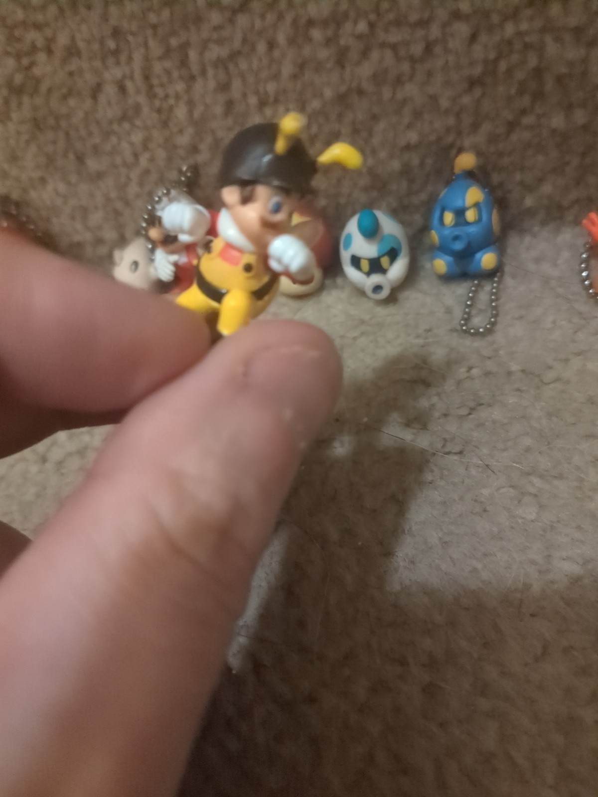 Super Mario Galaxy Keychain Set 2009 Bomb Boo Bee Life Mushroom Luma Figure Toy