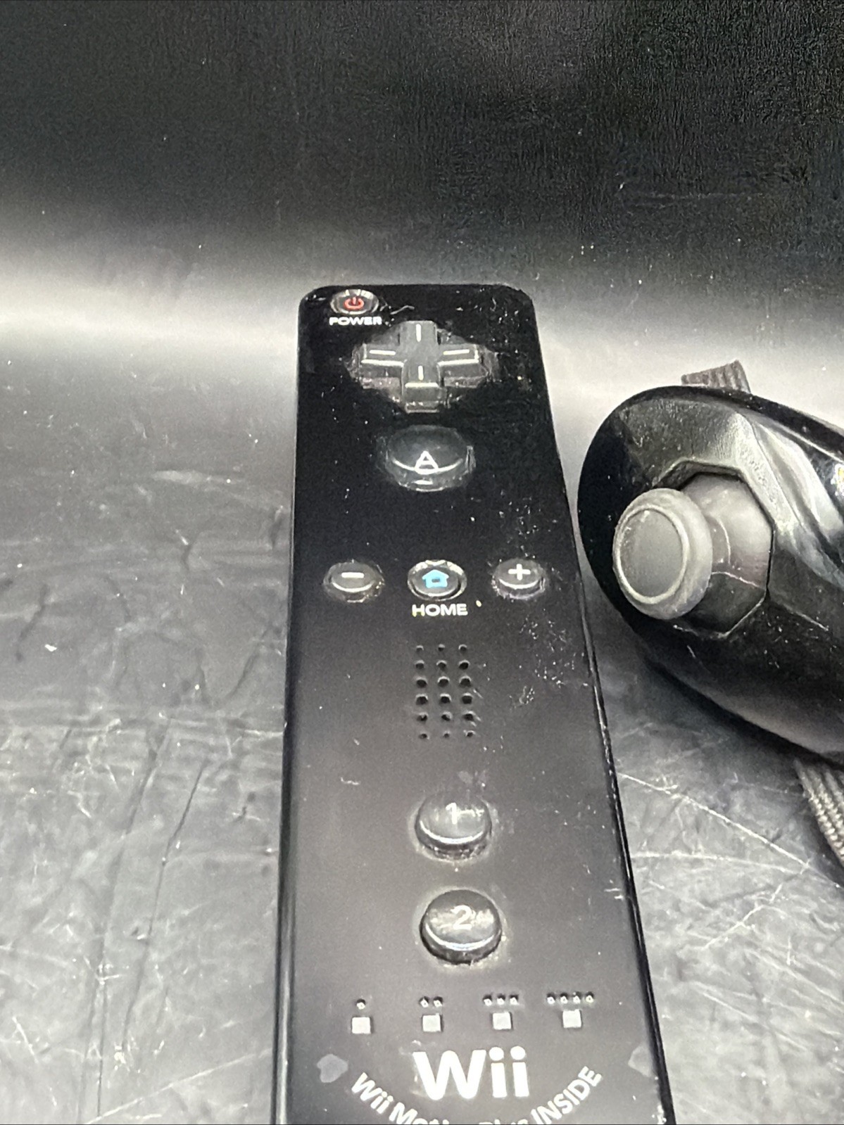 Nintendo Wii RVL-036 Motion Plus Black Remote Controller with Nunchuck Tested