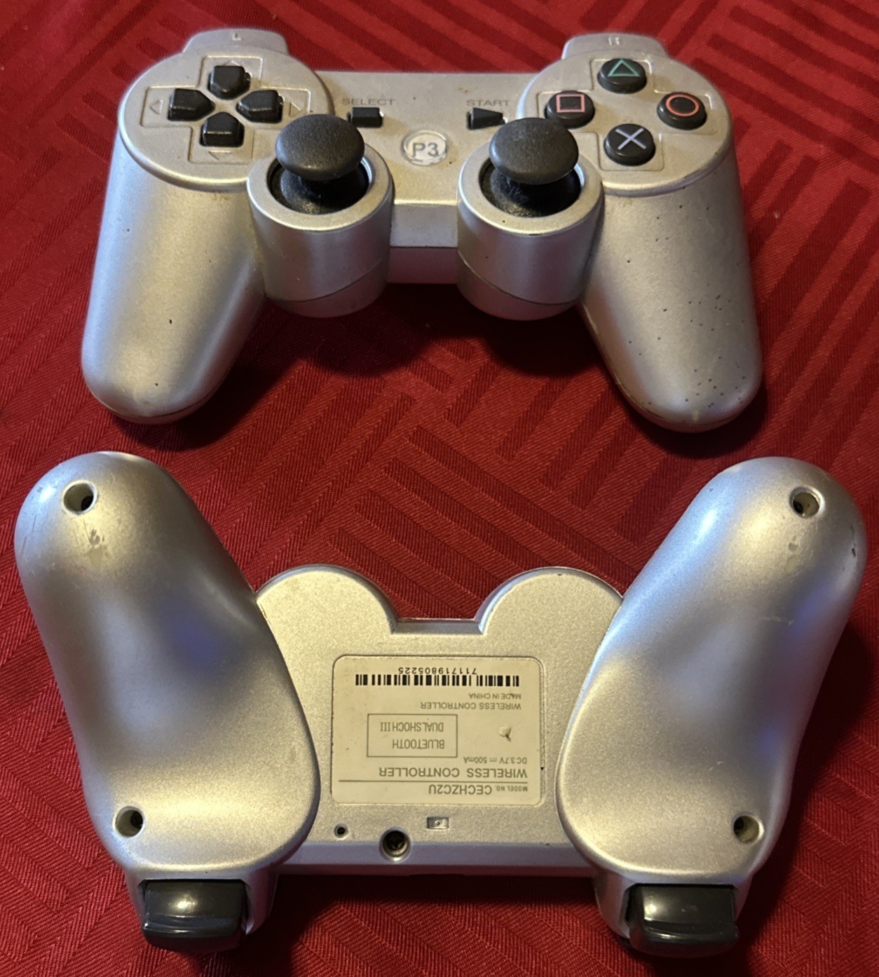 Lot Of (2) 3rd Party Ps3 Controller Silver/Grey Tested Working