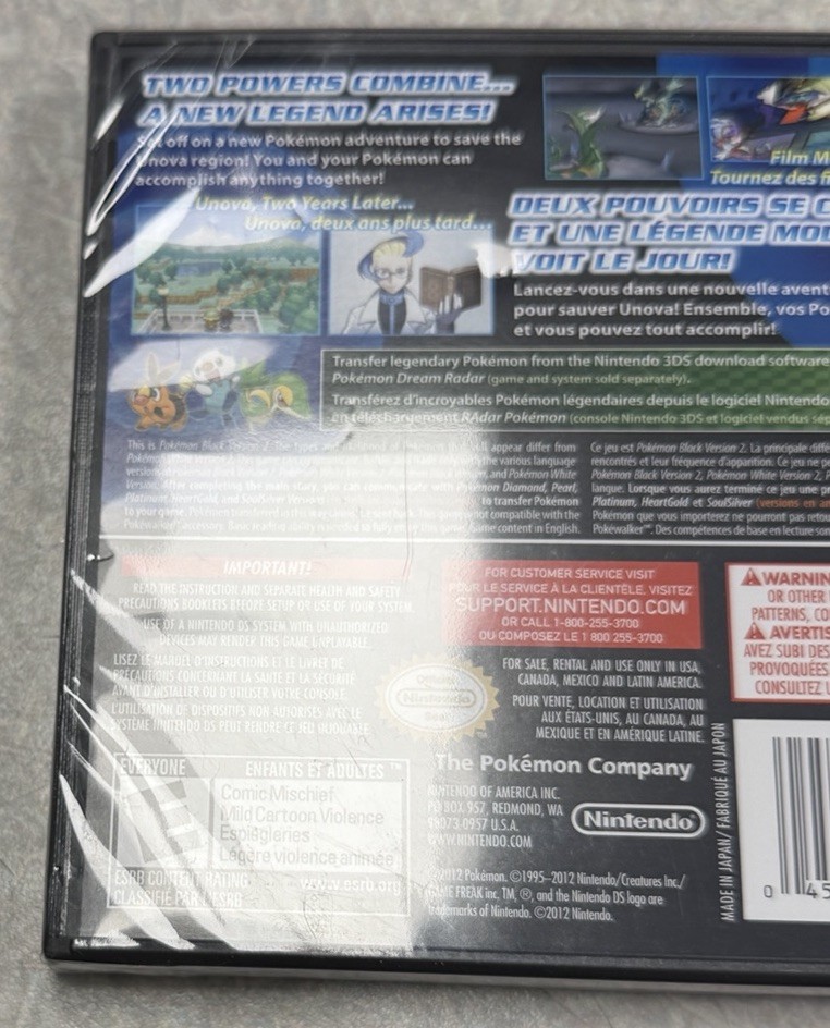 Pokémon Black Version 2 Nintendo DS, 2012 New Factory Sealed Authentic Protector