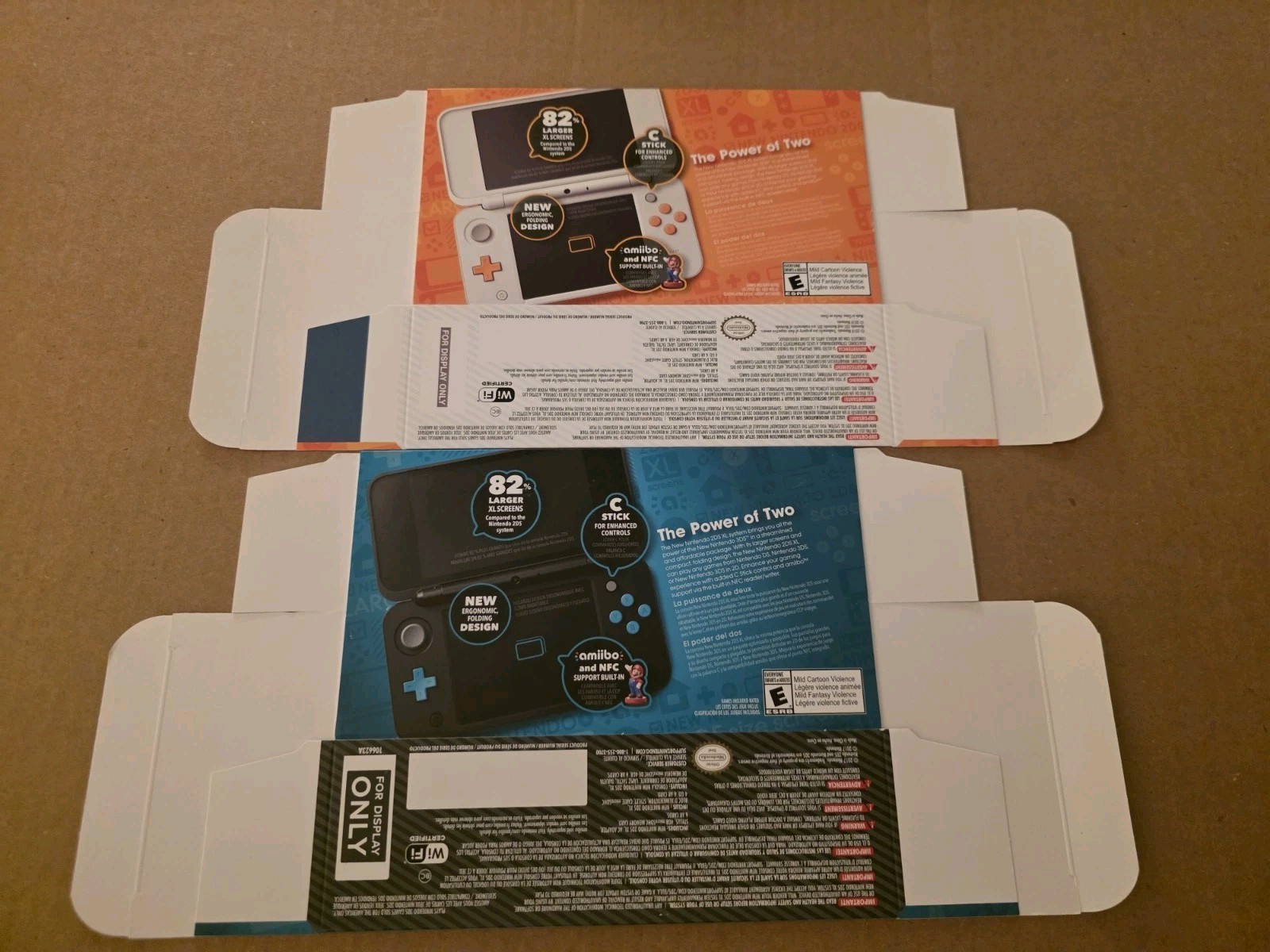New 2DS XL White/Orange and Blue/Black Boxes – FOR DISPLAY ONLY