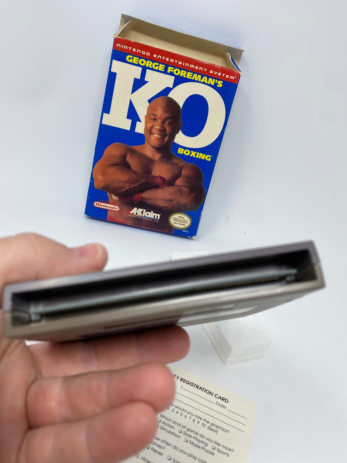 NES George Foreman’s KO Boxing Nintendo CIB Poster Box Manual Complete Game Vtg