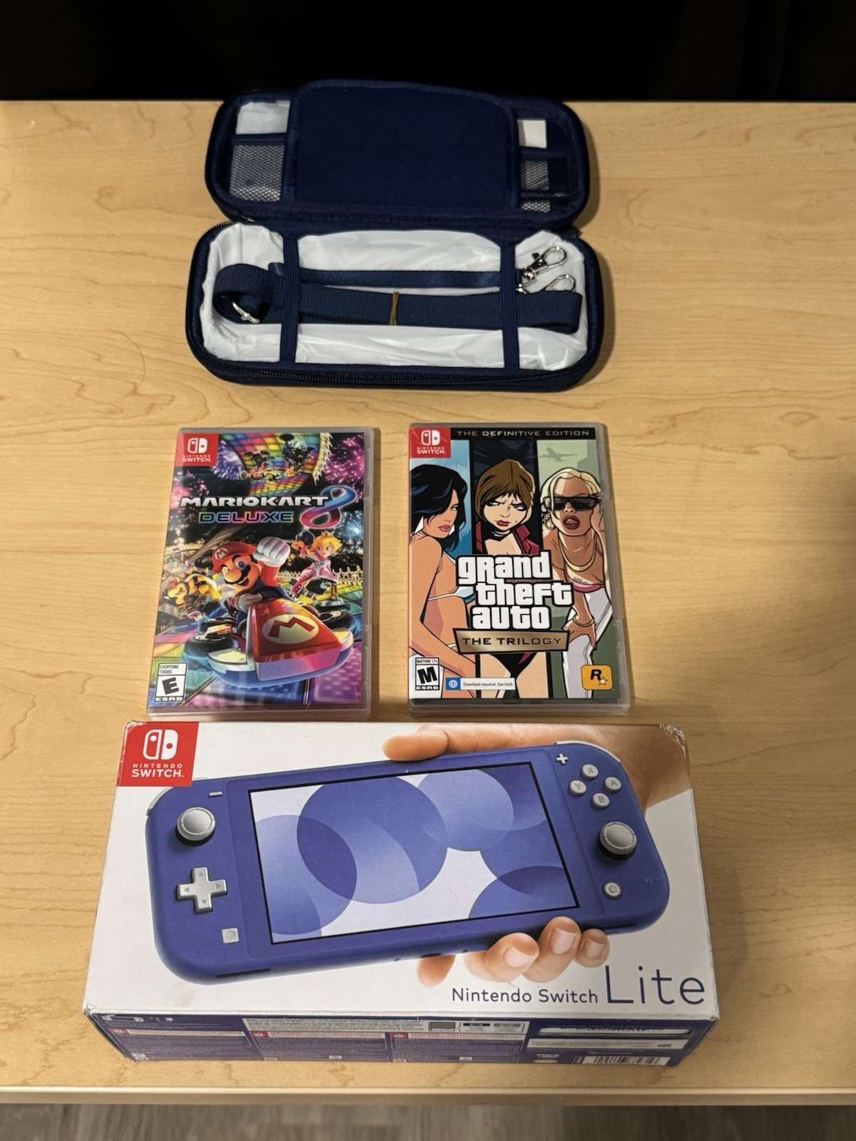 Nintendo Switch Lite New Unopened Bundle with Case, Mario Kart 8, GTA Trilogy