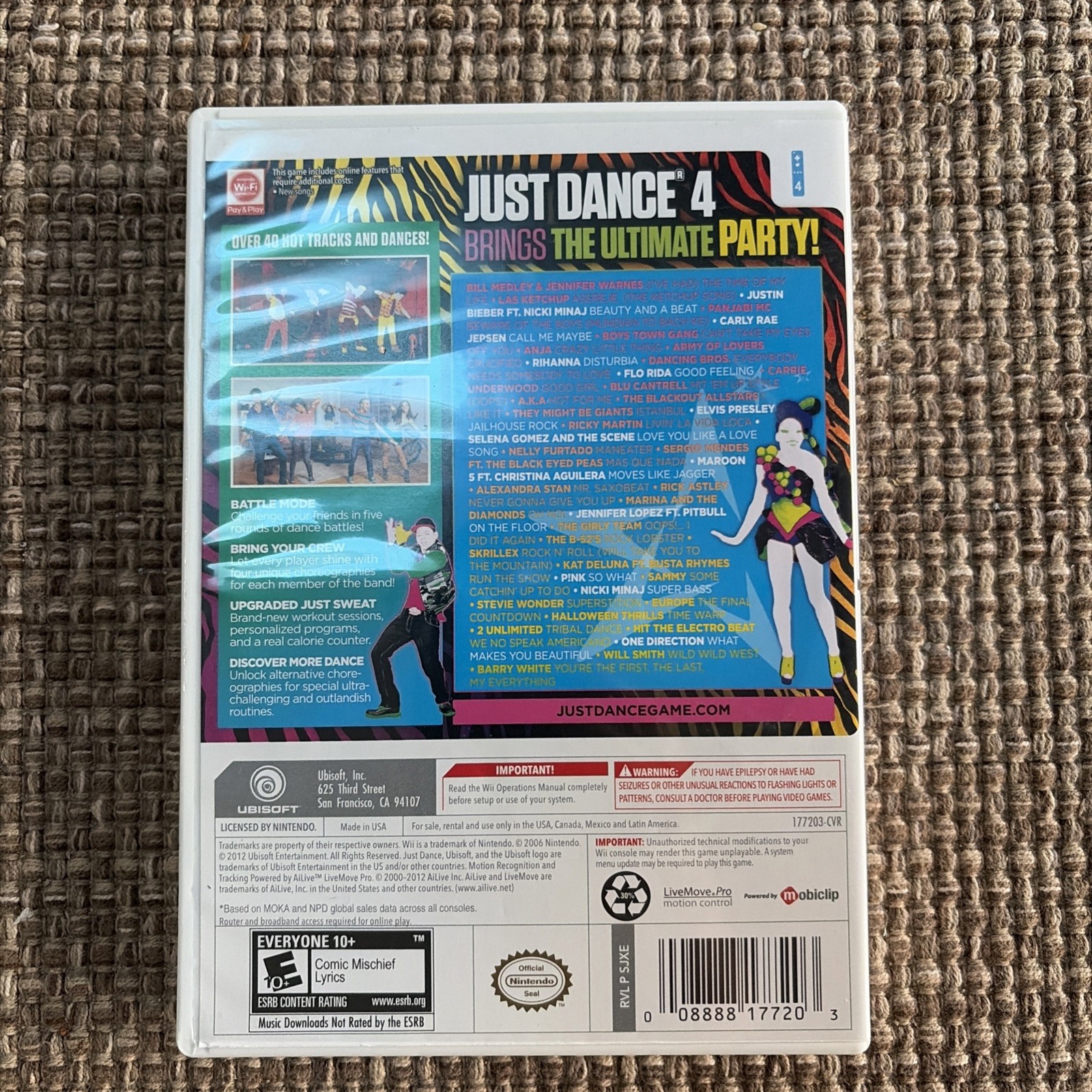 Just Dance 4 (Nintendo Wii, 2012) CIB Complete with Manual Tested