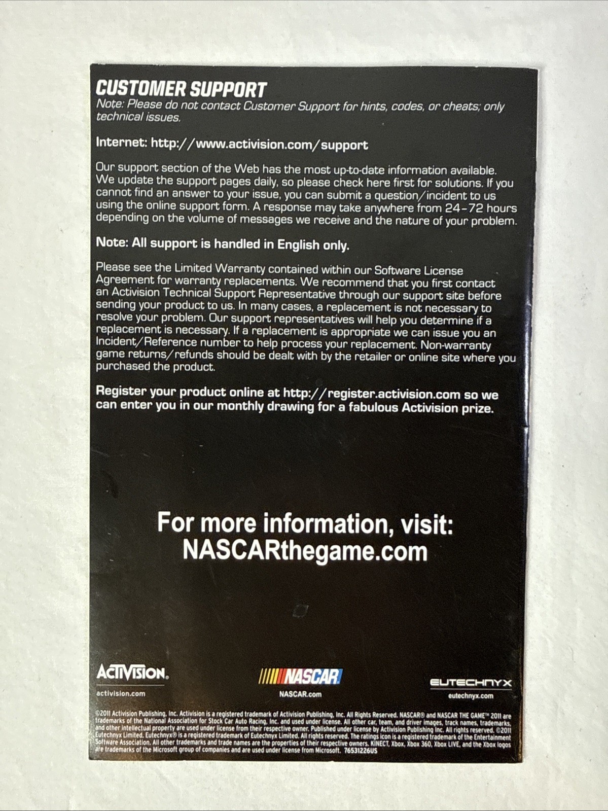 NASCAR The Game 2011 (Xbox 360, 2011) Complete Tested Working – Free Ship