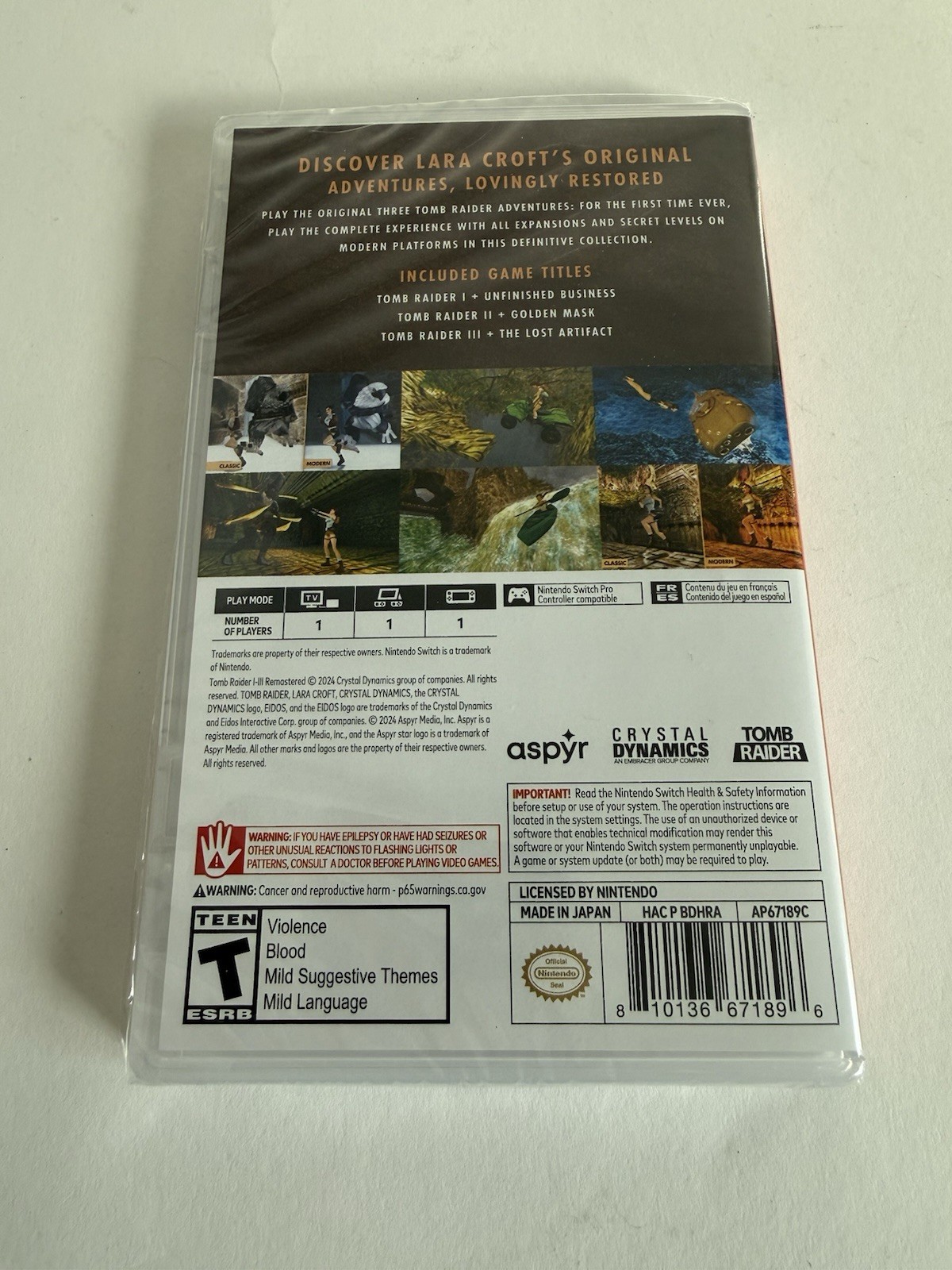 Tomb Raider I-III Remastered Starring Lara Croft (Nintendo Switch) – New, Sealed