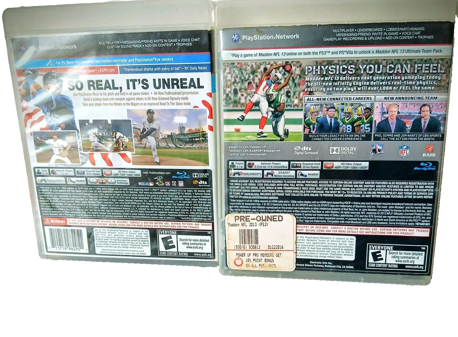(2) PS3 MLB 12 The Show/NFL EA Sports Madden 13 Video Games Lot
