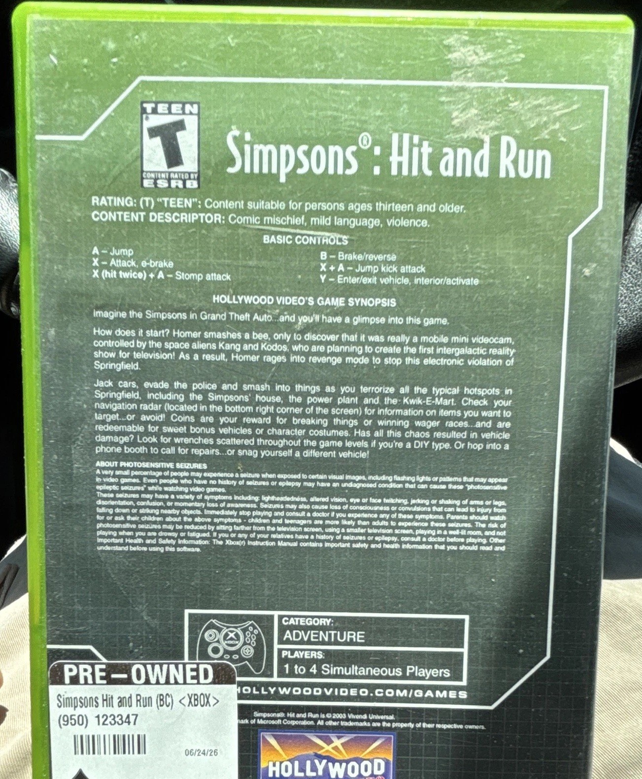 Vivendi Universal The Simpsons: Hit & Run Xbox 2003 Perfect Disc