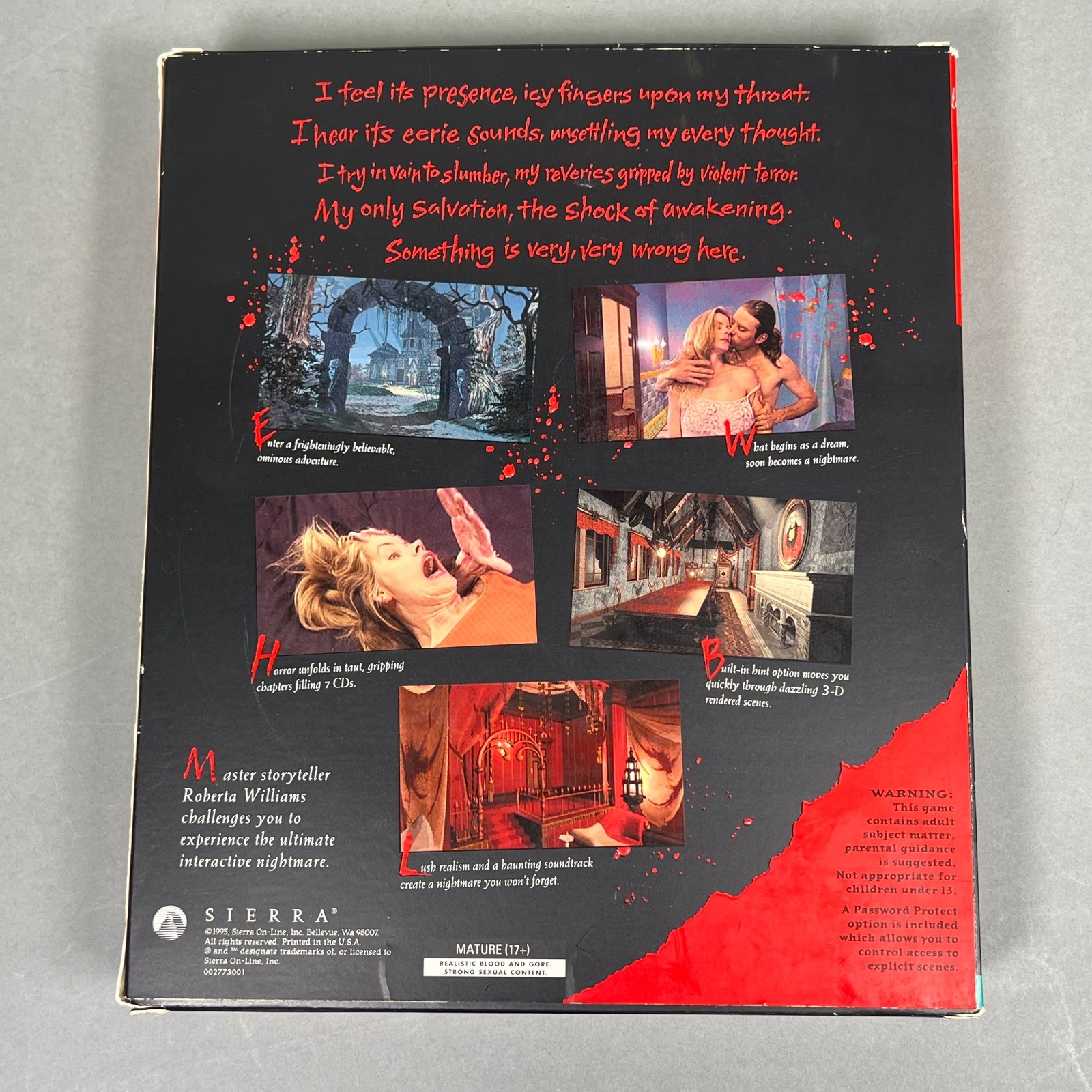 Phantasmagoria PC Computer Game CD WIN 95 Big Box 7 Discs Sierra 1995 COMPLETE