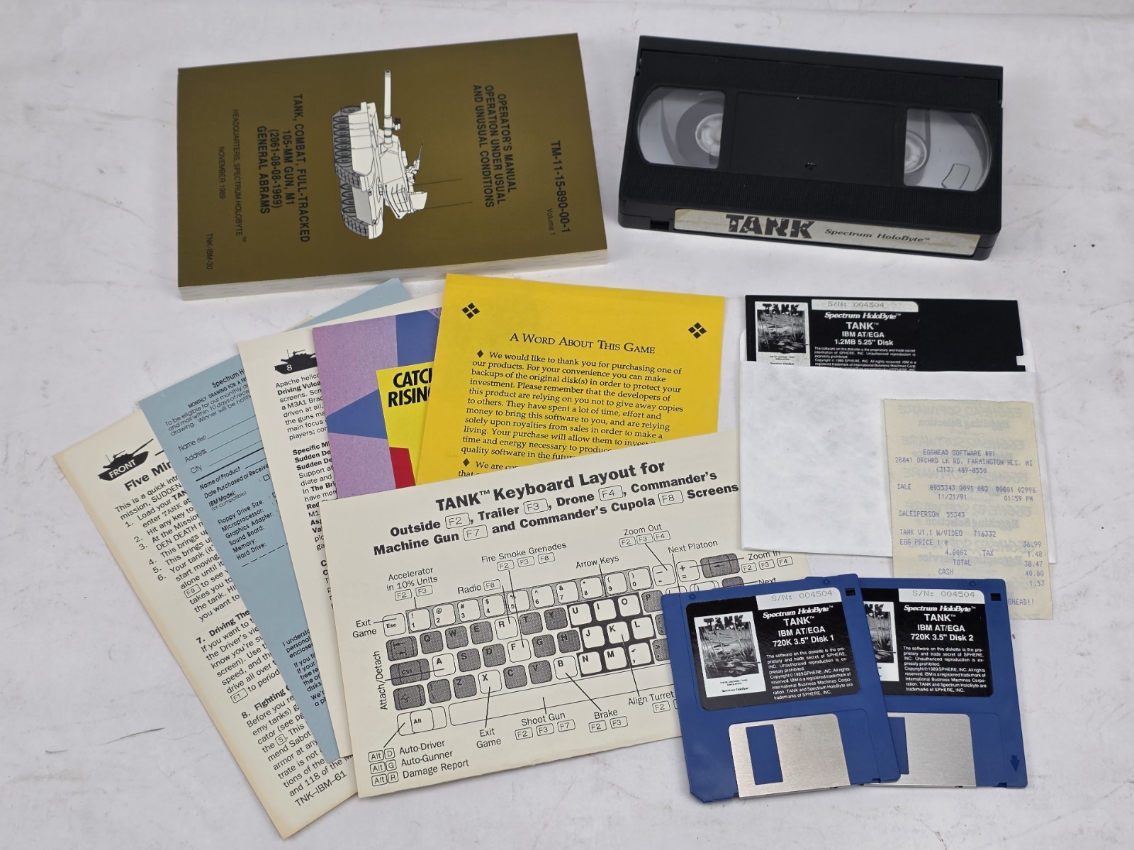 Tank BIG BOX (PC 3.5″ Floppy) w/ Bonus WWII Tank VHS 1993 Spectrum HoloByte