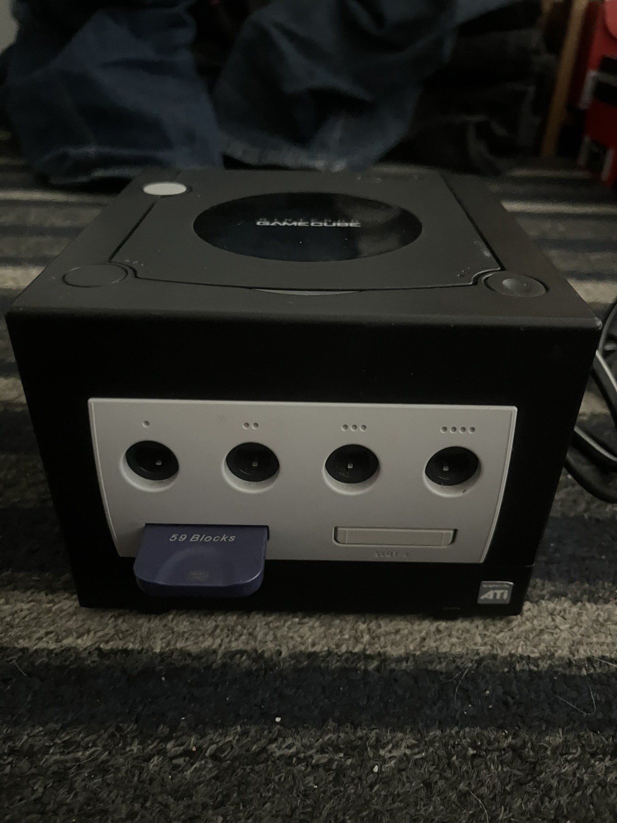 Nintendo GameCube DOL-101 Black and Includes 2 Controllers and memory also wires